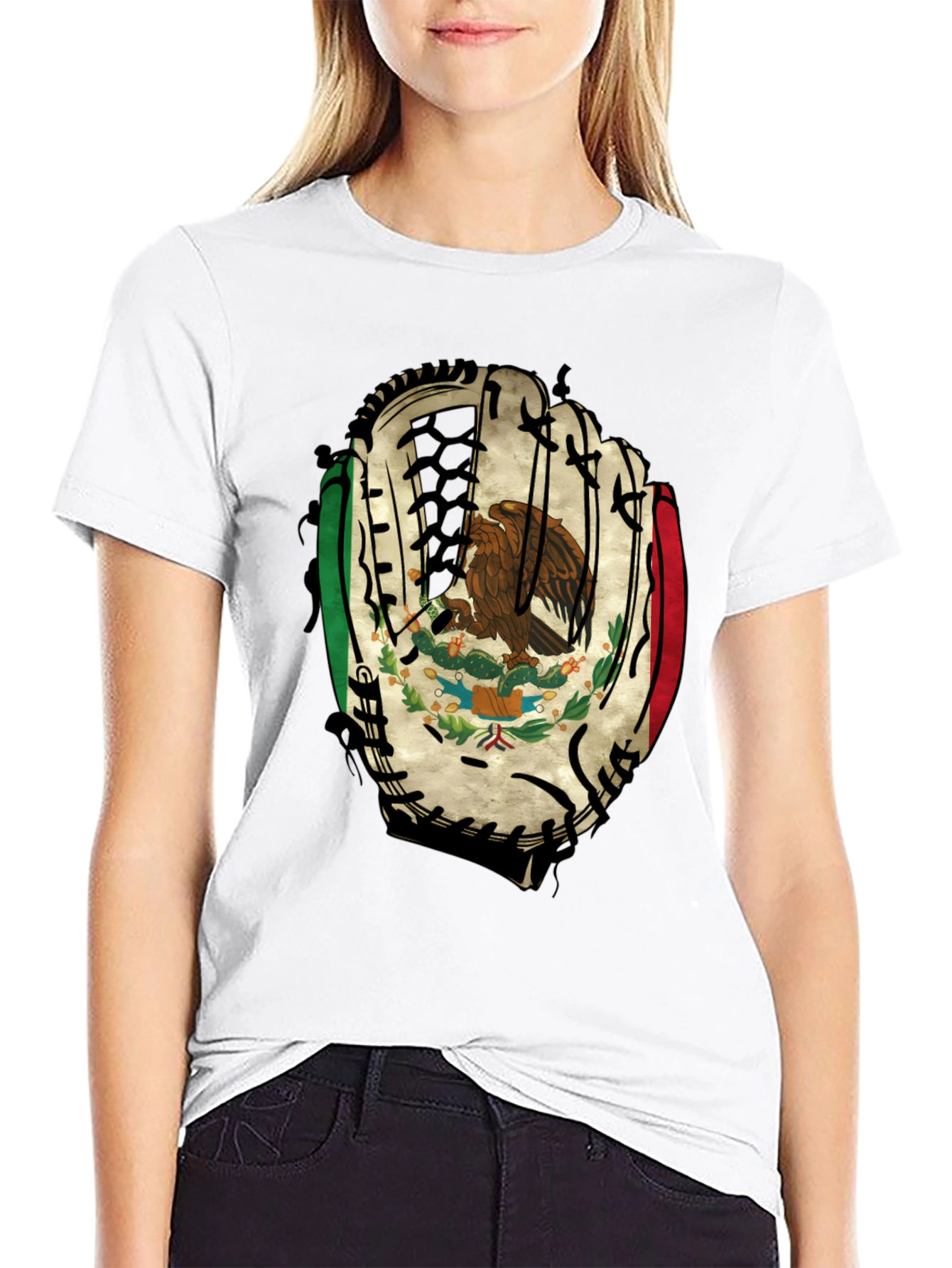 Mexico Baseball Glove T-Shirt - Mens Black Tee