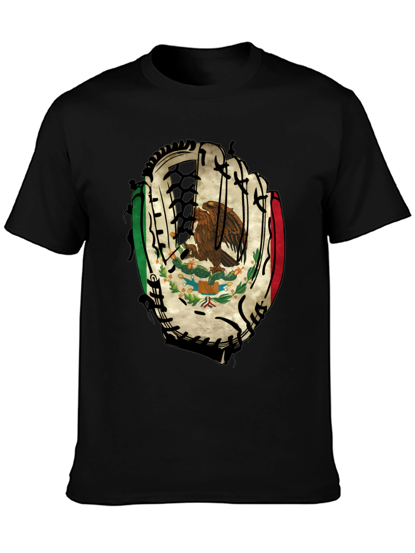 Mexico Baseball Glove T-Shirt - Mens Black Tee