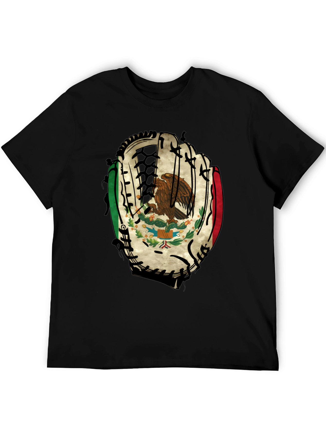 Mexico Baseball Glove T-Shirt - Mens Black Tee