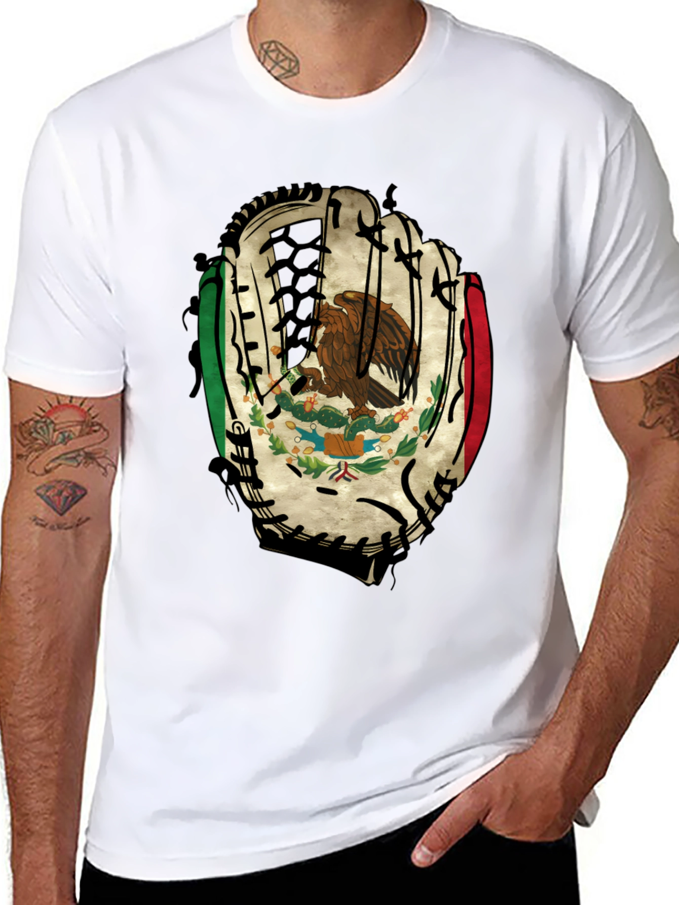 Mexico Baseball Glove T-Shirt - Mens Black Tee