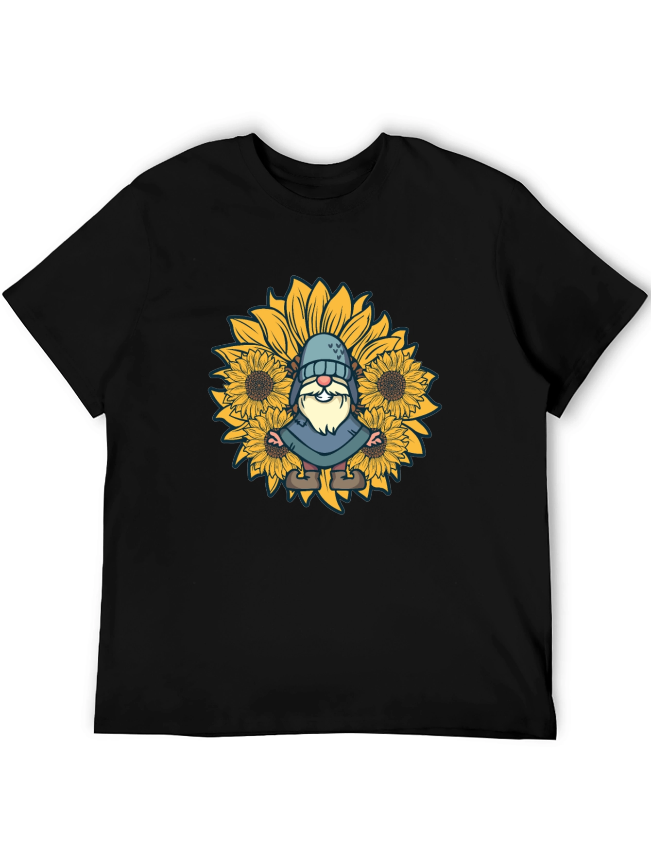 Sunflower Gnome Black T-Shirt