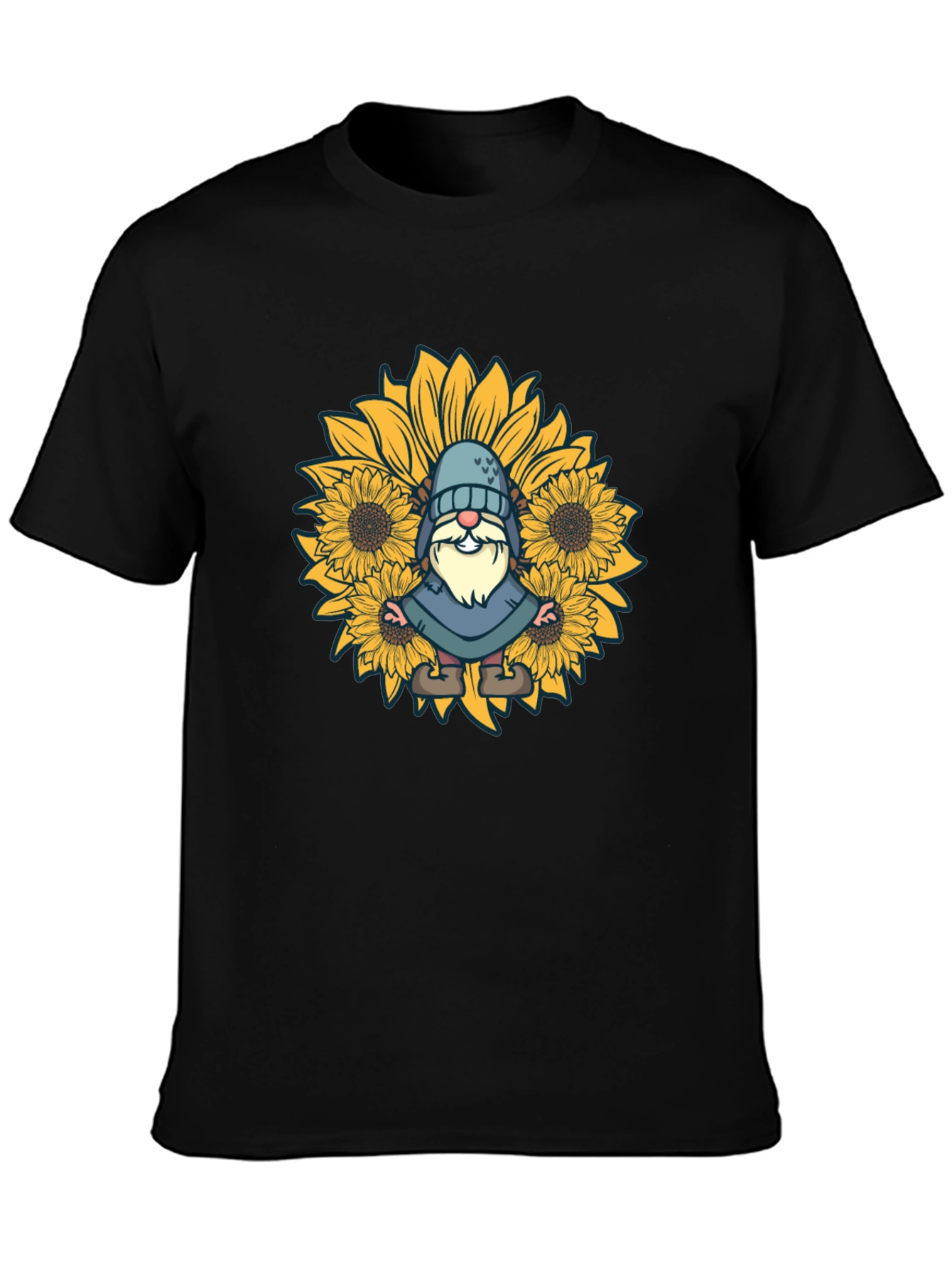 Sunflower Gnome Black T-Shirt