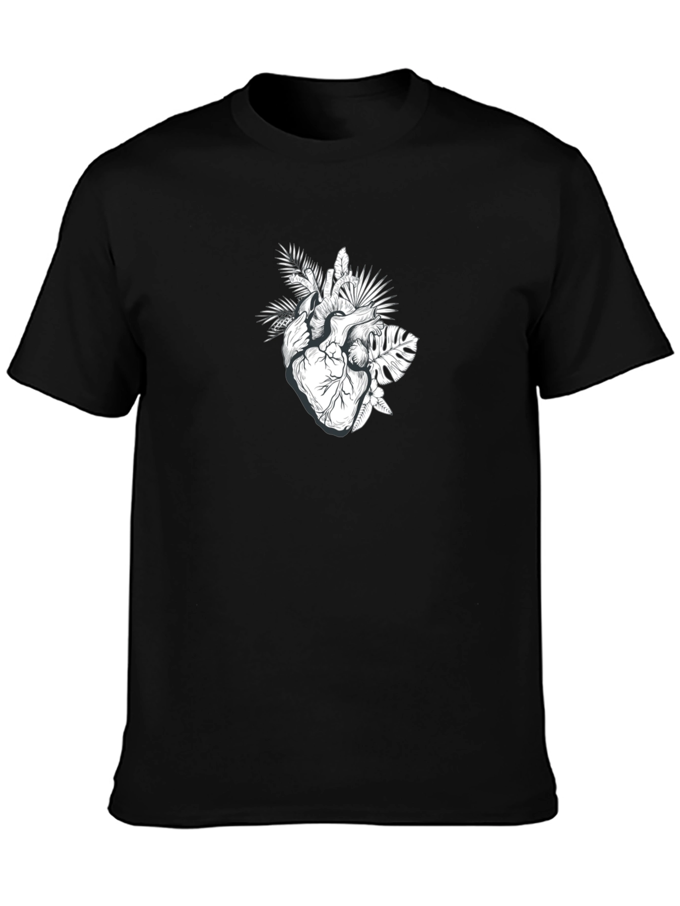Botanical Heart Graphic Tee - Black
