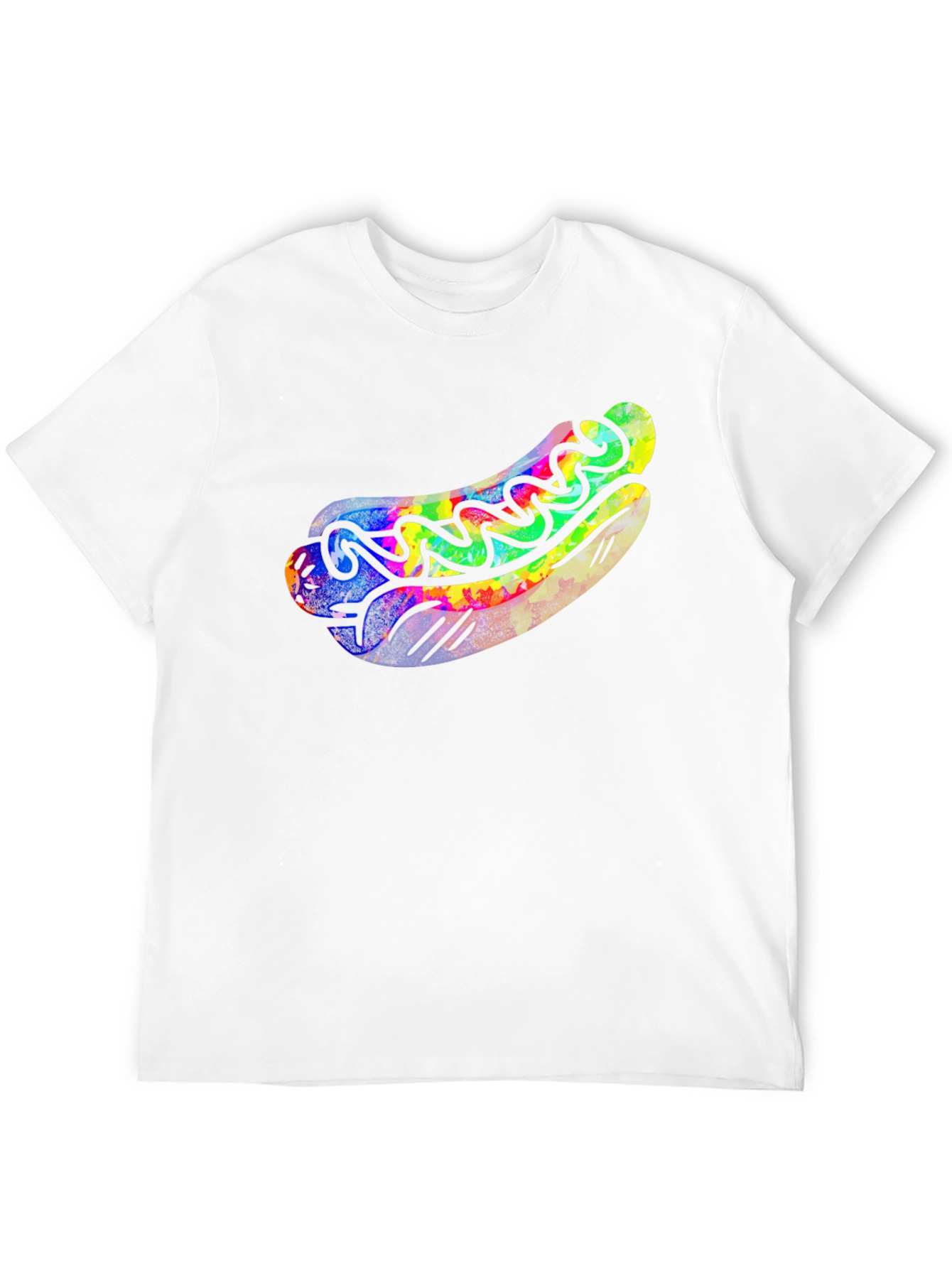 Funky Hot Dog Graphic Tee - Black Cotton T-Shirt