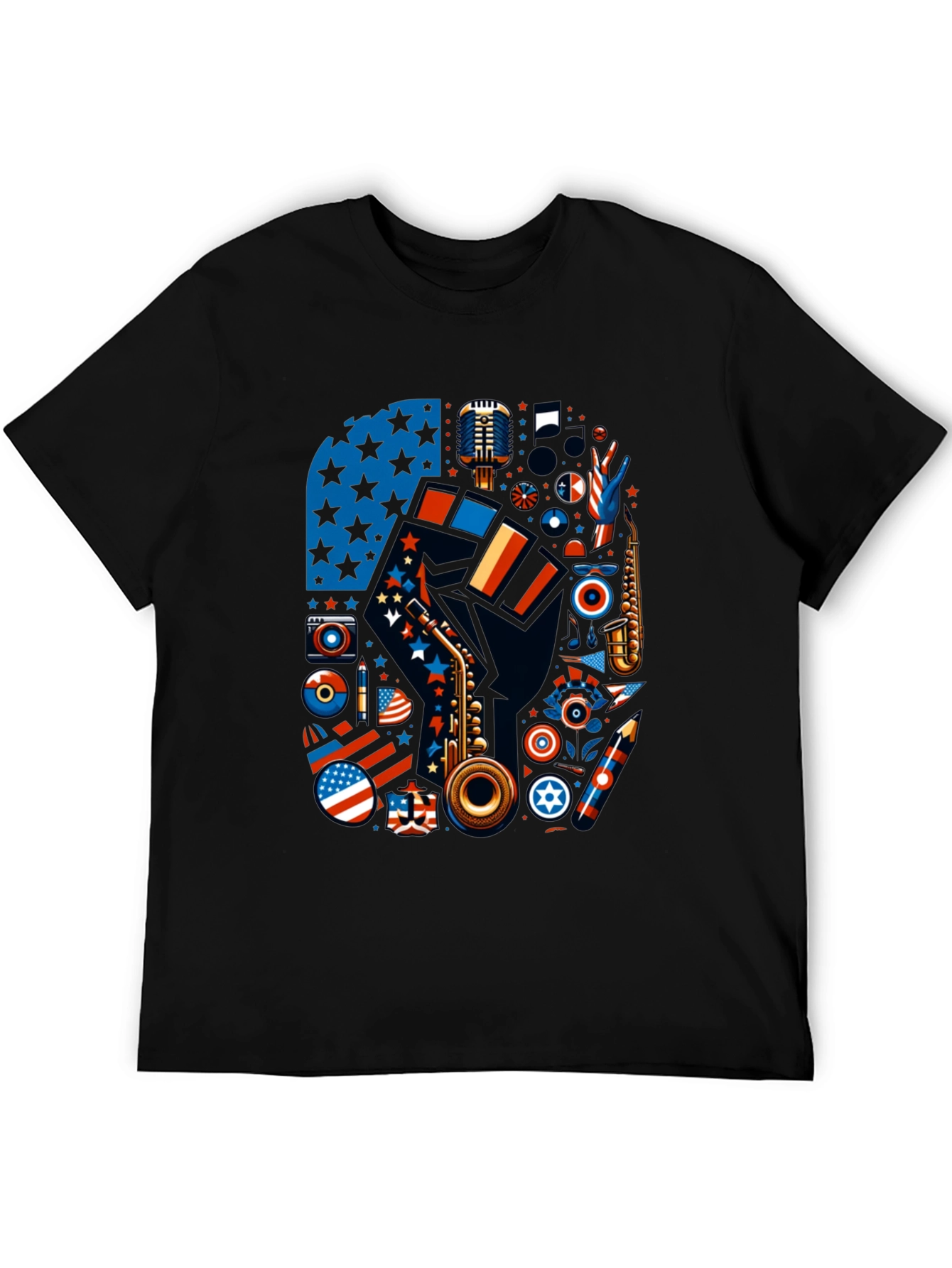 Patriotic Saxophone Graphic T-Shirt