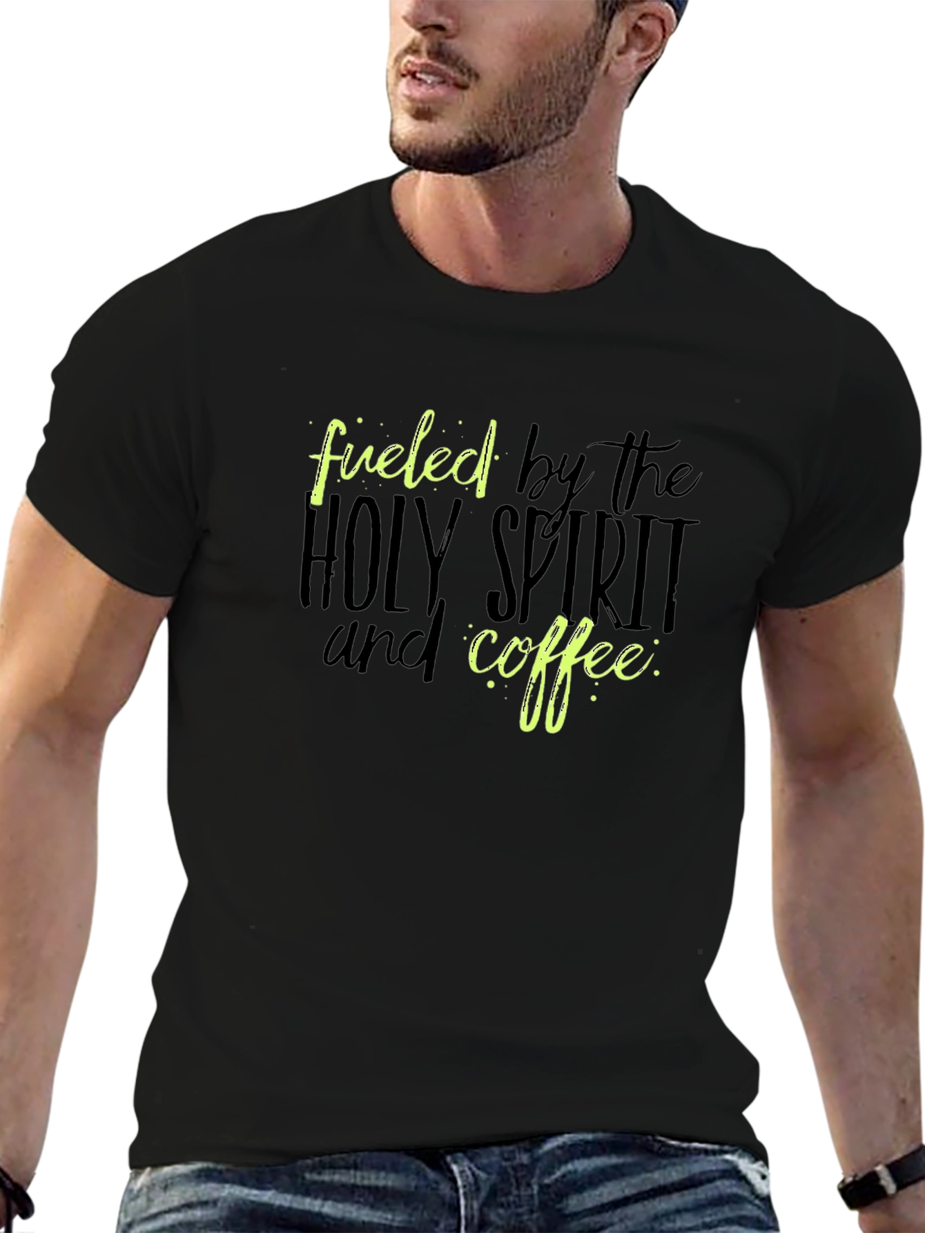 Fueled by Holy Spirit and Coffee Black Tee