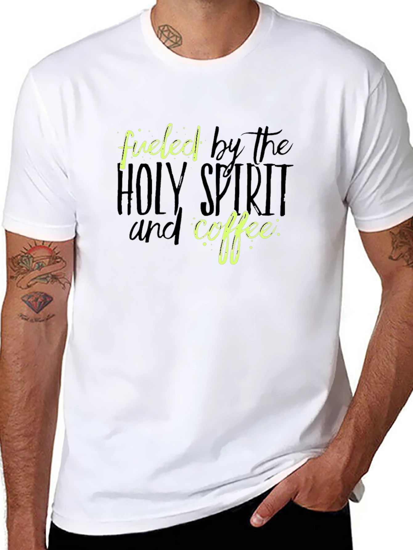 Fueled by Holy Spirit and Coffee Black Tee