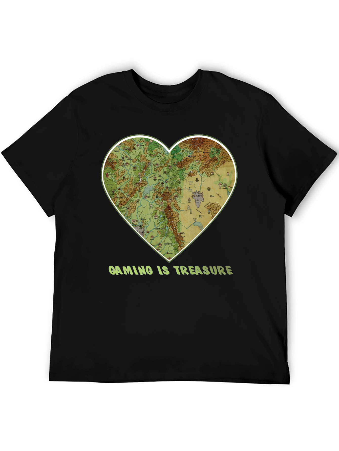 Gaming Is Treasure T-Shirt with Heart Map Design