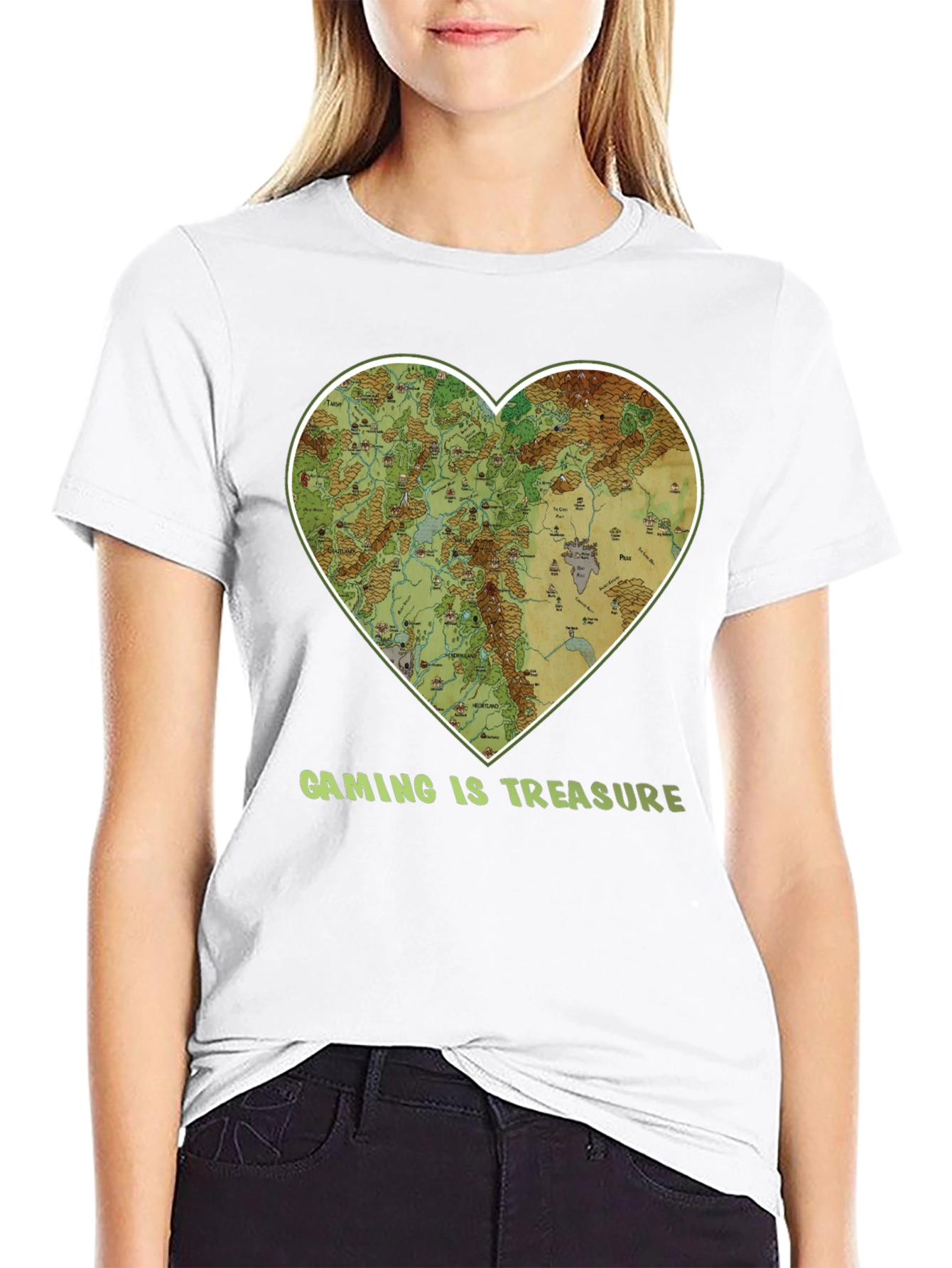 Gaming Is Treasure T-Shirt with Heart Map Design