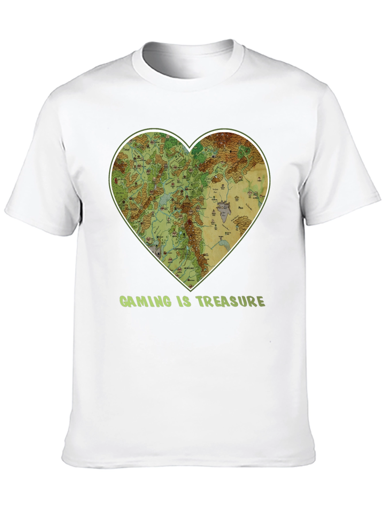 Gaming Is Treasure T-Shirt with Heart Map Design