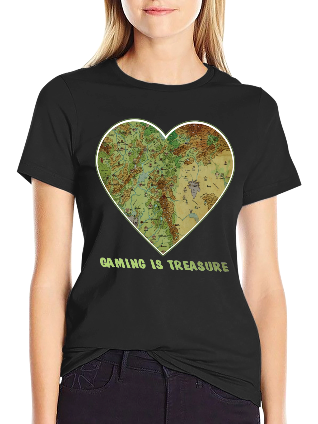 Gaming Is Treasure T-Shirt with Heart Map Design