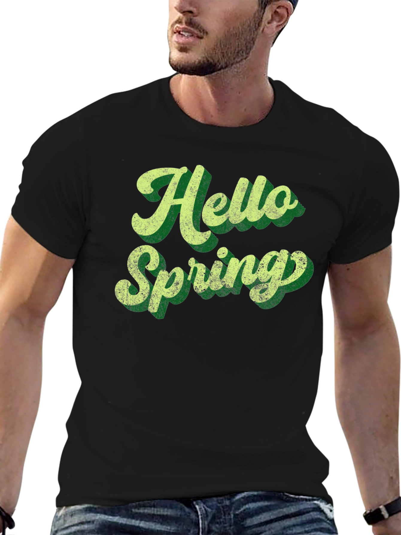 Hello Spring Graphic Tee - Unisex Black T-Shirt