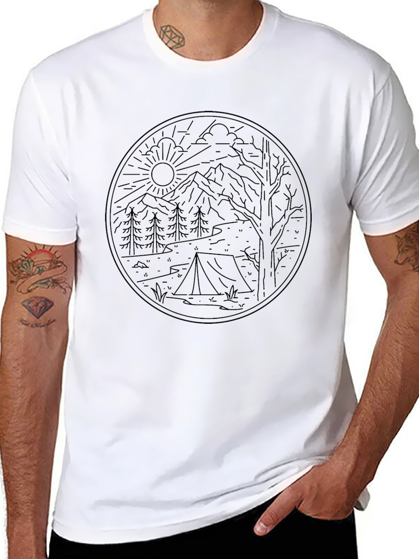 Outdoor Adventure Graphic Tee - Camping Design