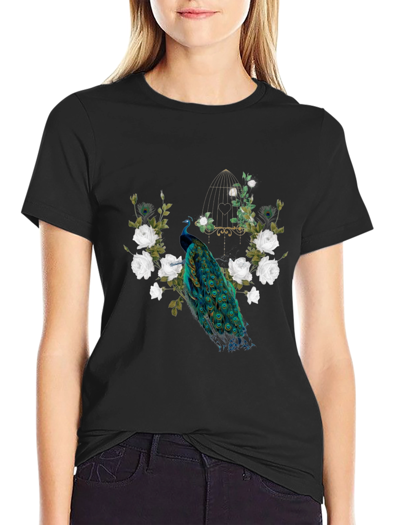 Peacock & Roses Graphic Tee