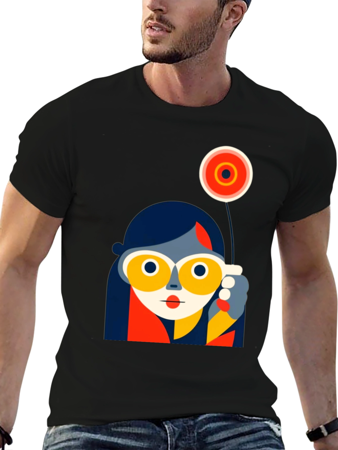 Abstract Face Graphic Tee - Modern Art Shirt