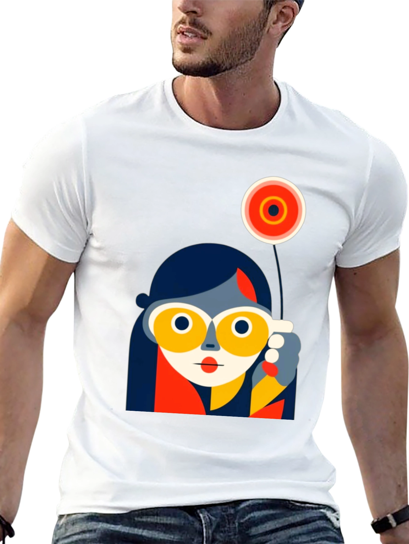 Abstract Face Graphic Tee - Modern Art Shirt