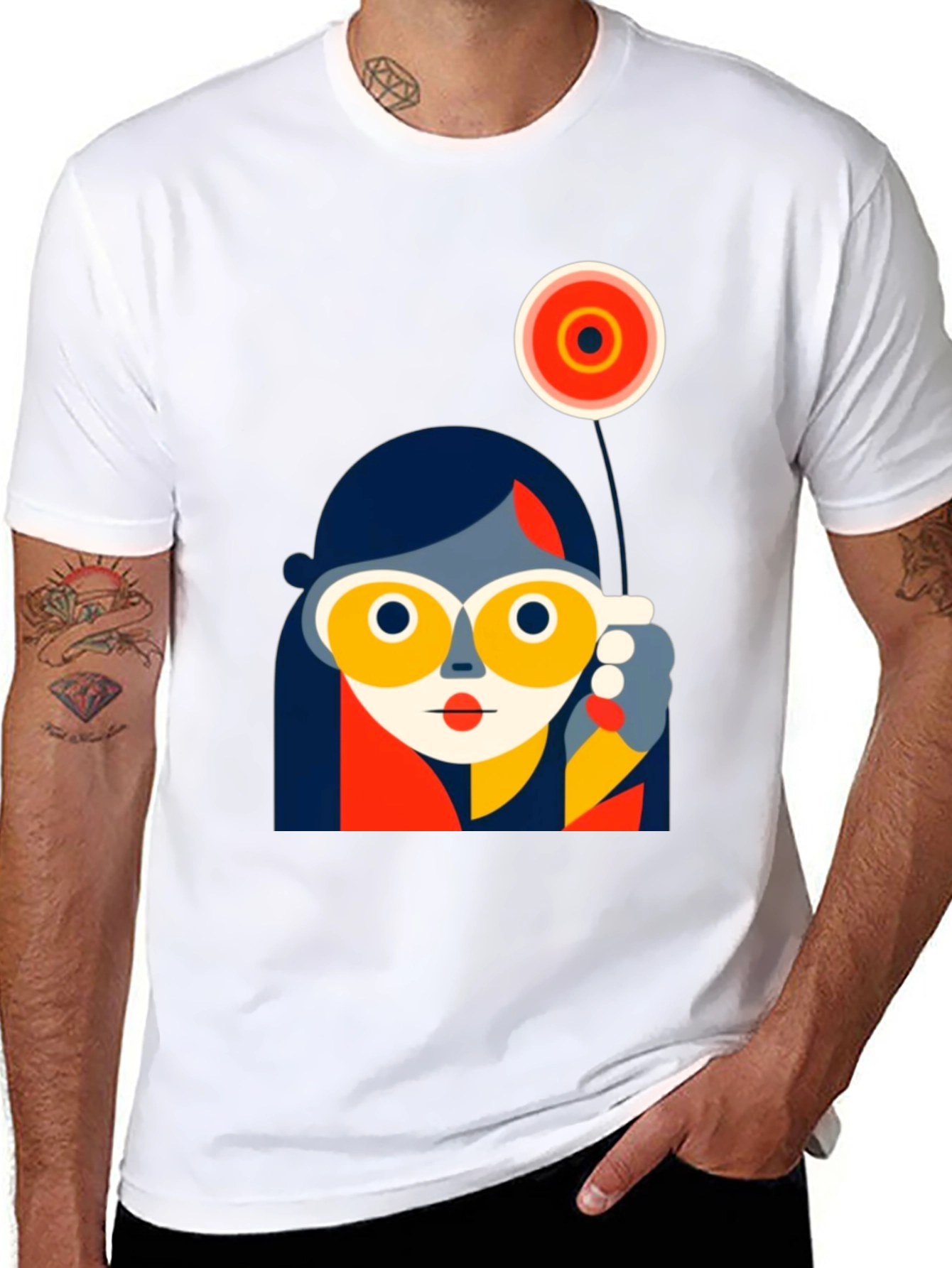 Abstract Face Graphic Tee - Modern Art Shirt