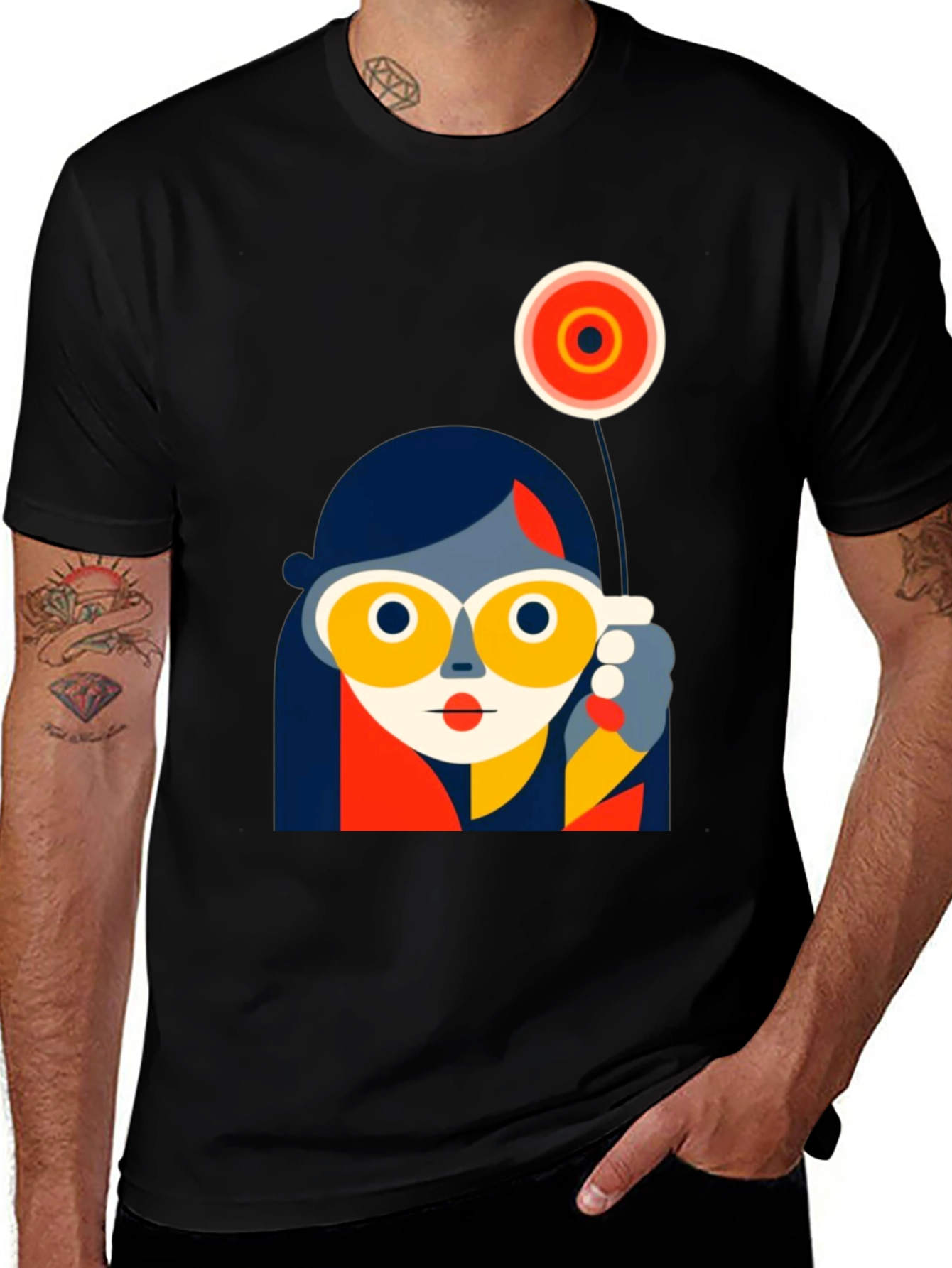 Abstract Face Graphic Tee - Modern Art Shirt