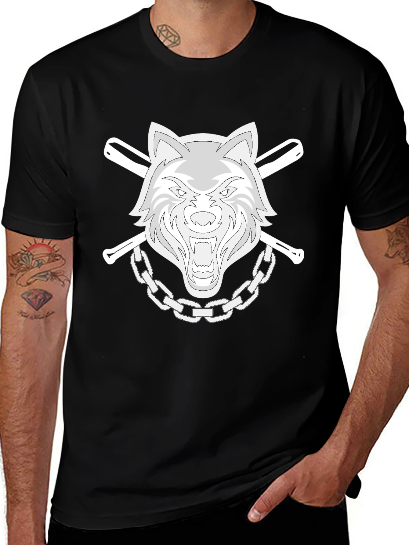 Wolfpack T-Shirt: Baseball Bats & Chain Graphic Tee