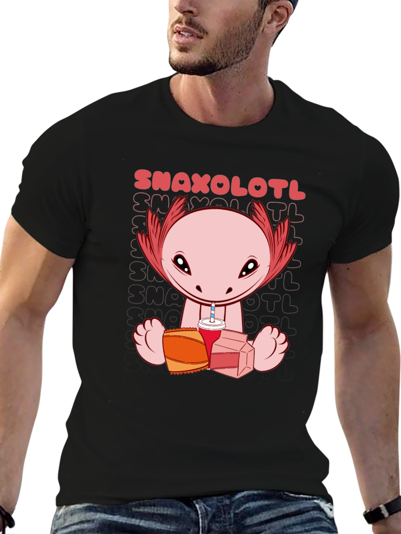 Snaxolotl Graphic Tee - Funny Axolotl Snack Time T-Shirt