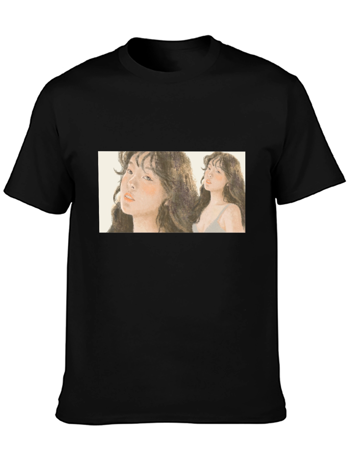 Artistic Woman Graphic Black T-Shirt
