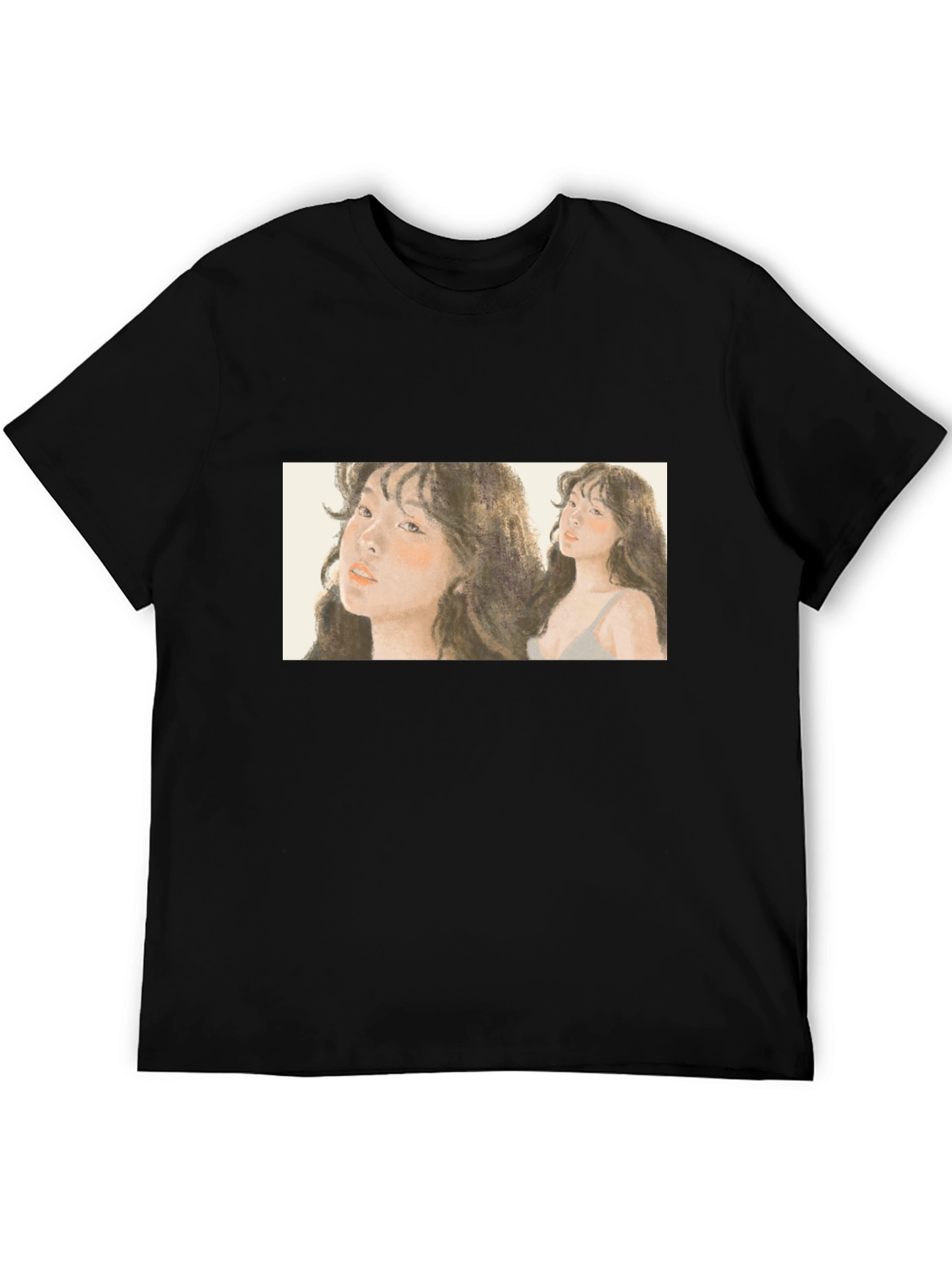 Artistic Woman Graphic Black T-Shirt