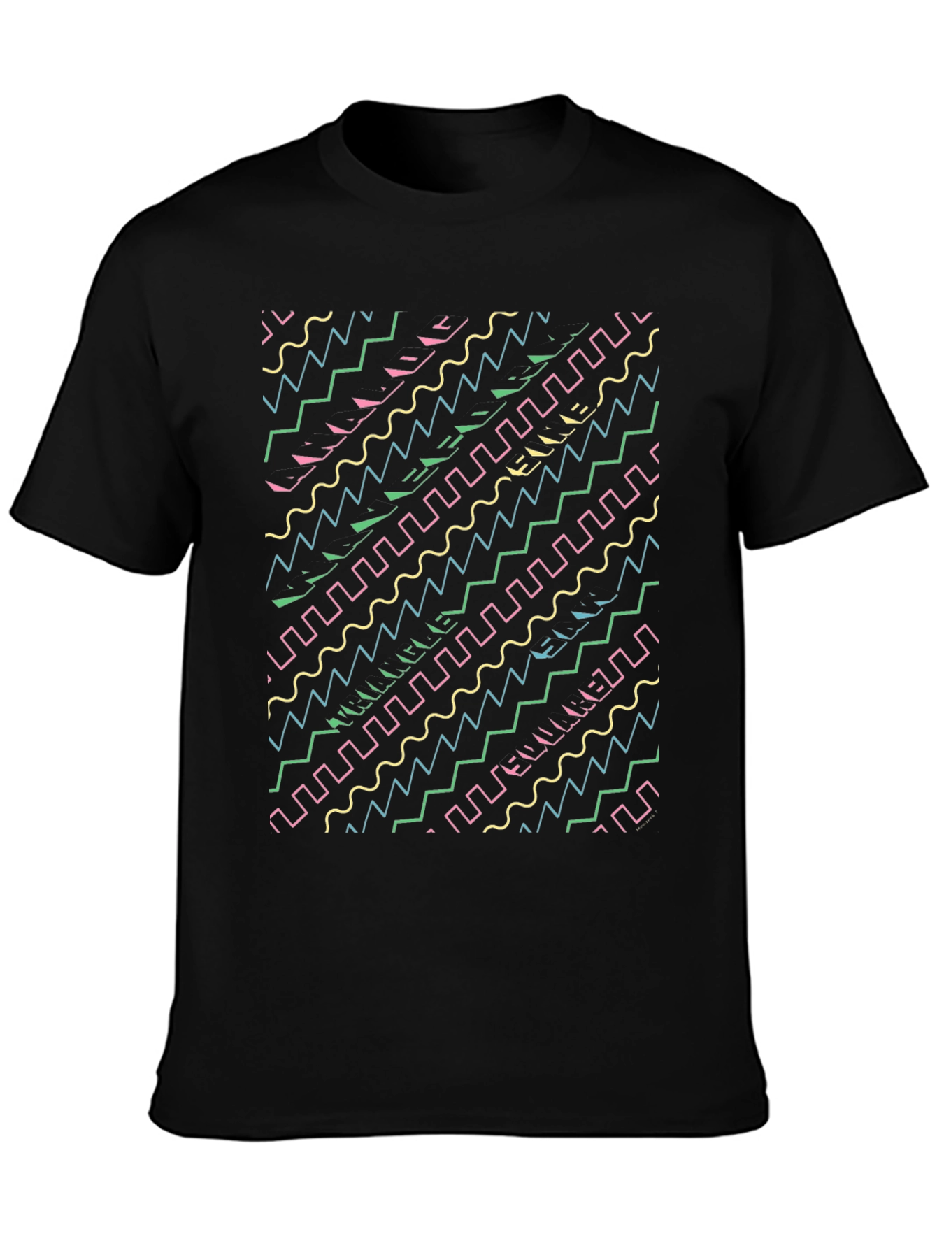 Retro Wave Pattern T-Shirt - Black