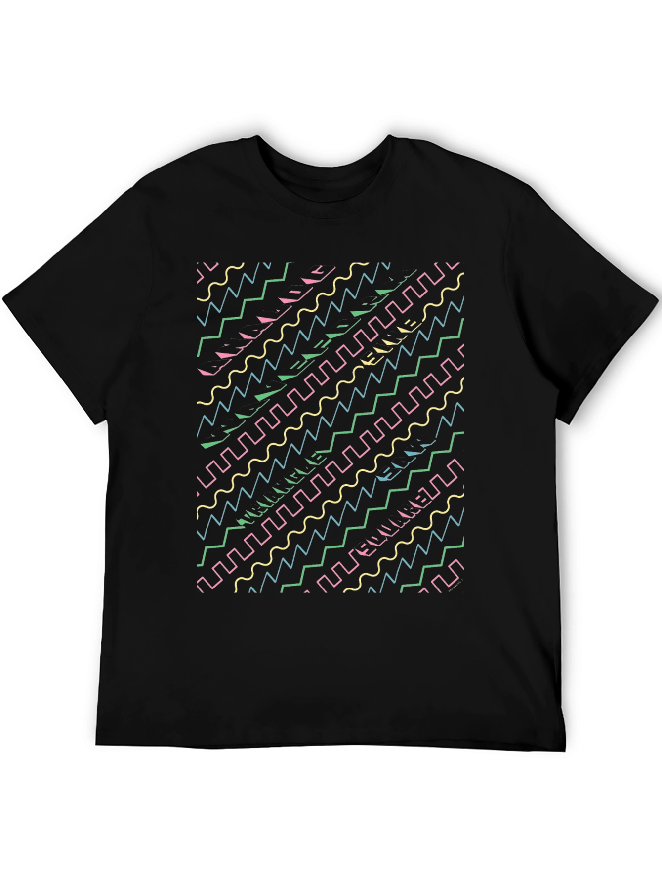 Retro Wave Pattern T-Shirt - Black