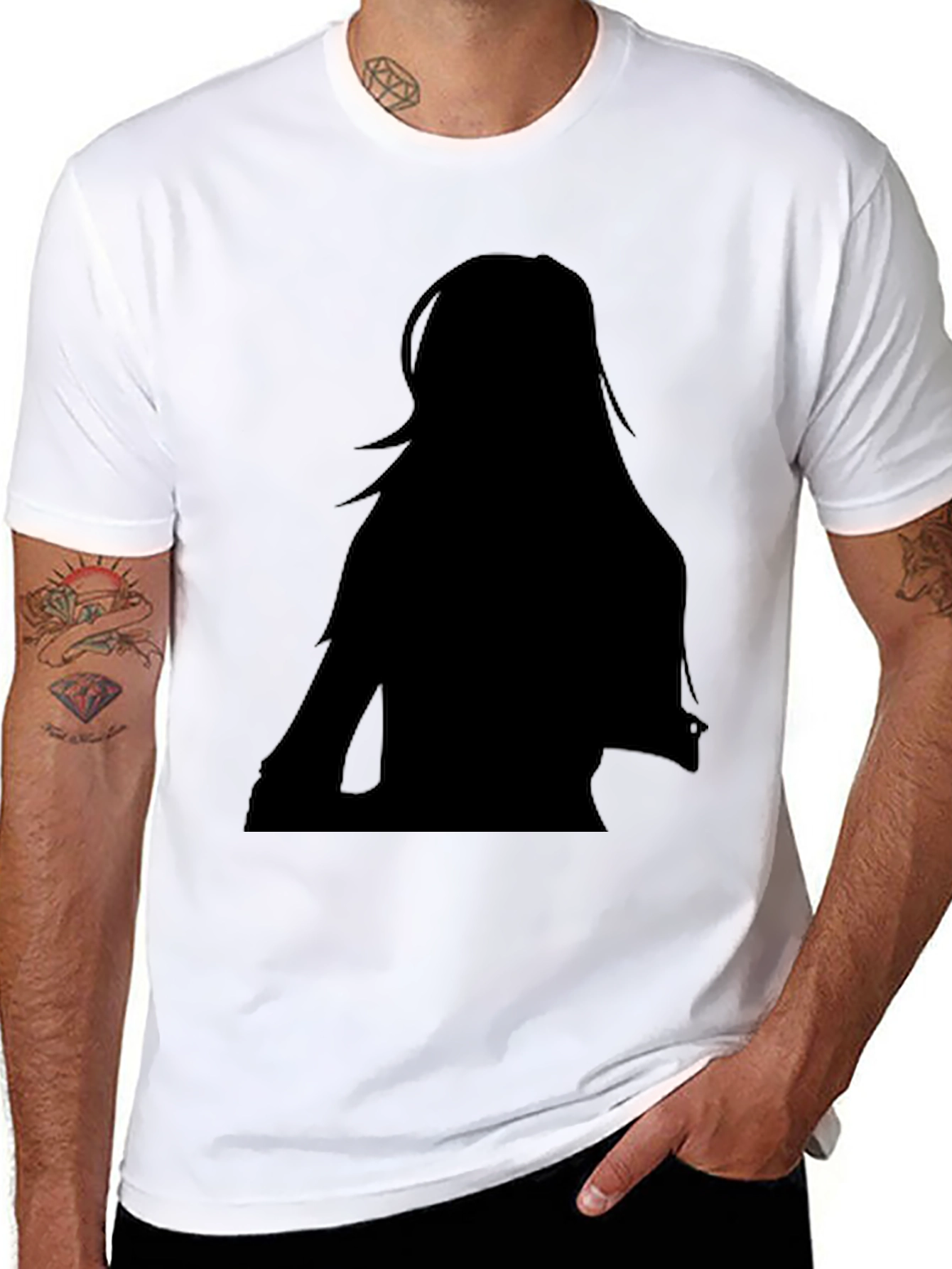 Silhouette Graphic Tee - Stylish Black Cotton T-Shirt