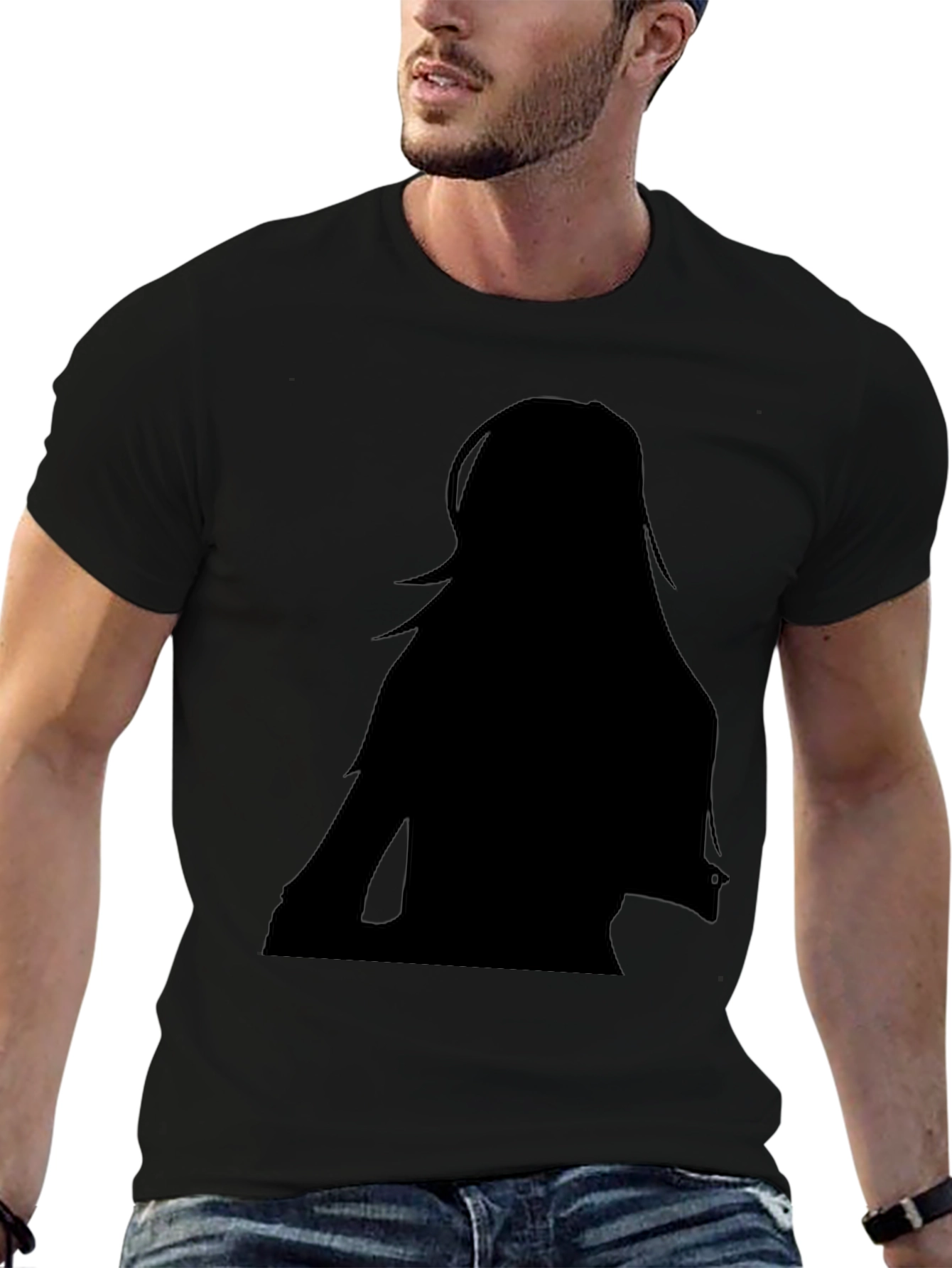 Silhouette Graphic Tee - Stylish Black Cotton T-Shirt