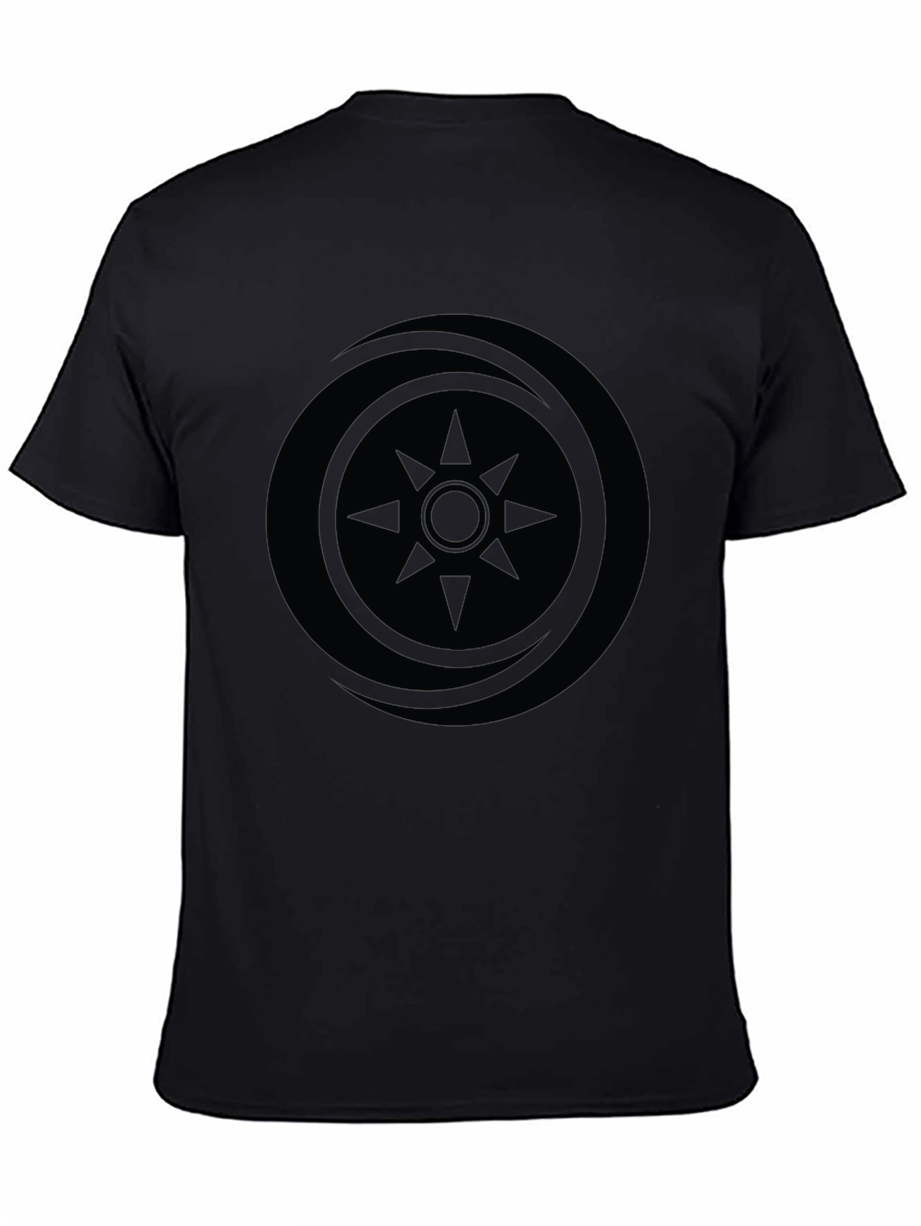 Mens Black Graphic Tee - Compass Design