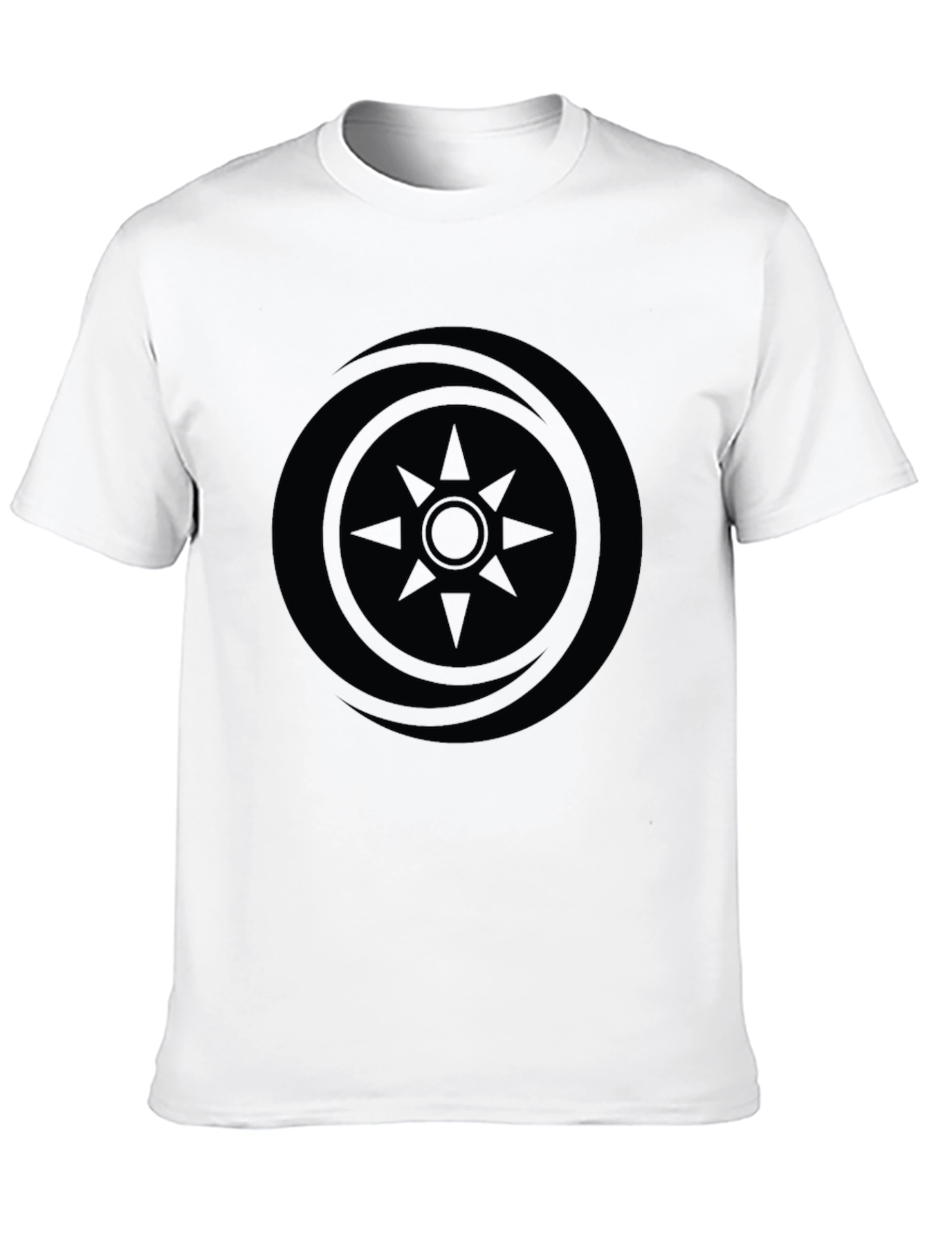 Mens Black Graphic Tee - Compass Design