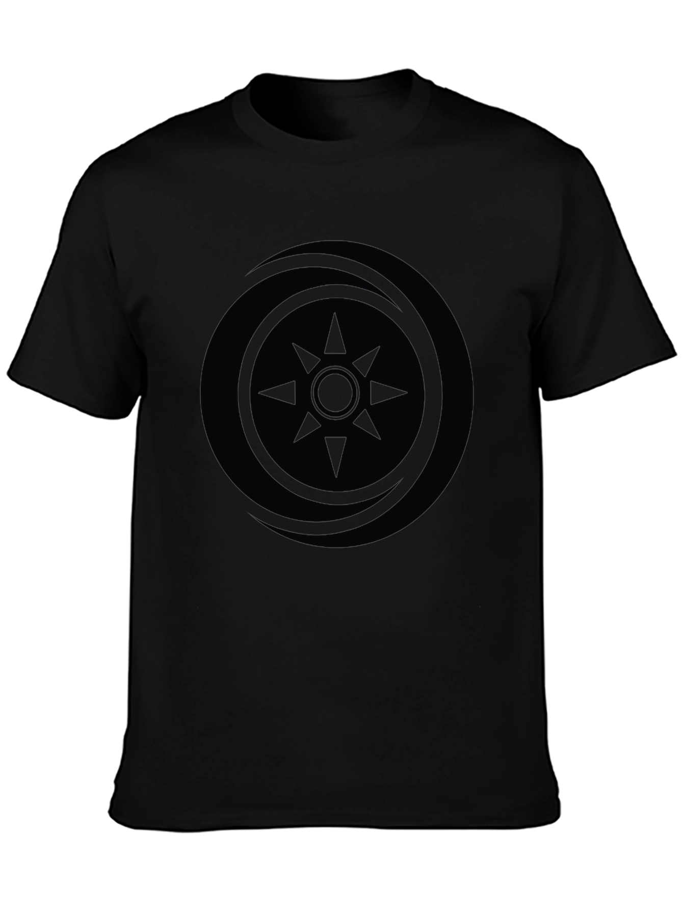 Mens Black Graphic Tee - Compass Design