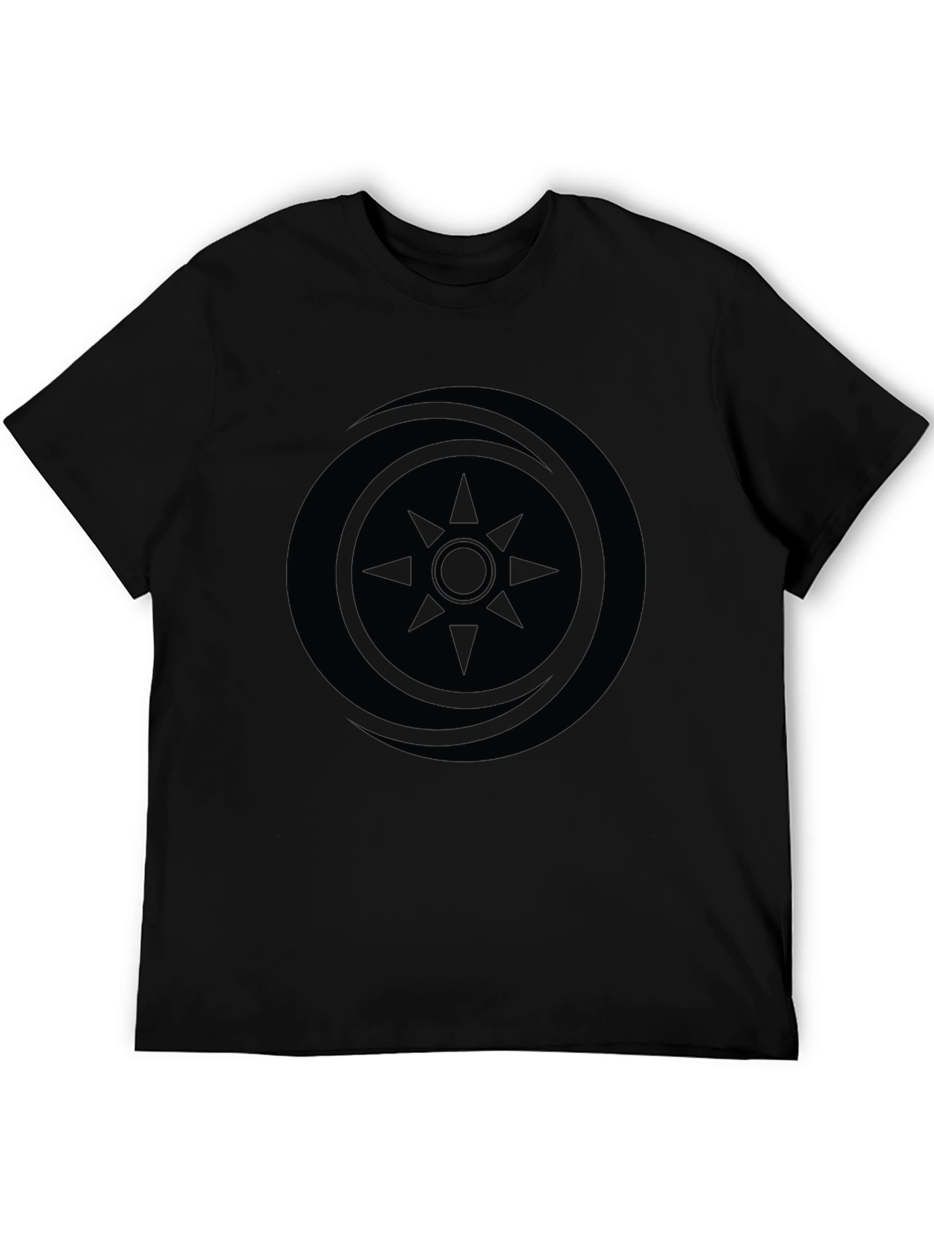Mens Black Graphic Tee - Compass Design