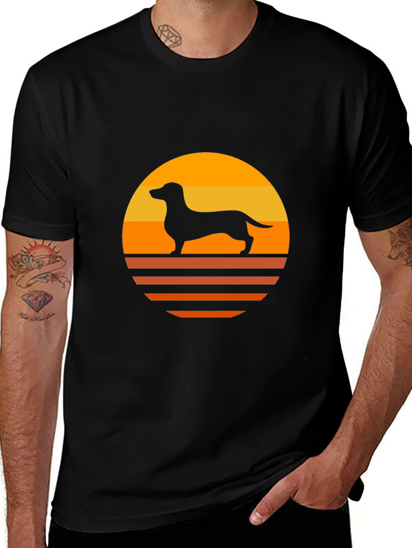 Retro Dachshund Sunset T-Shirt