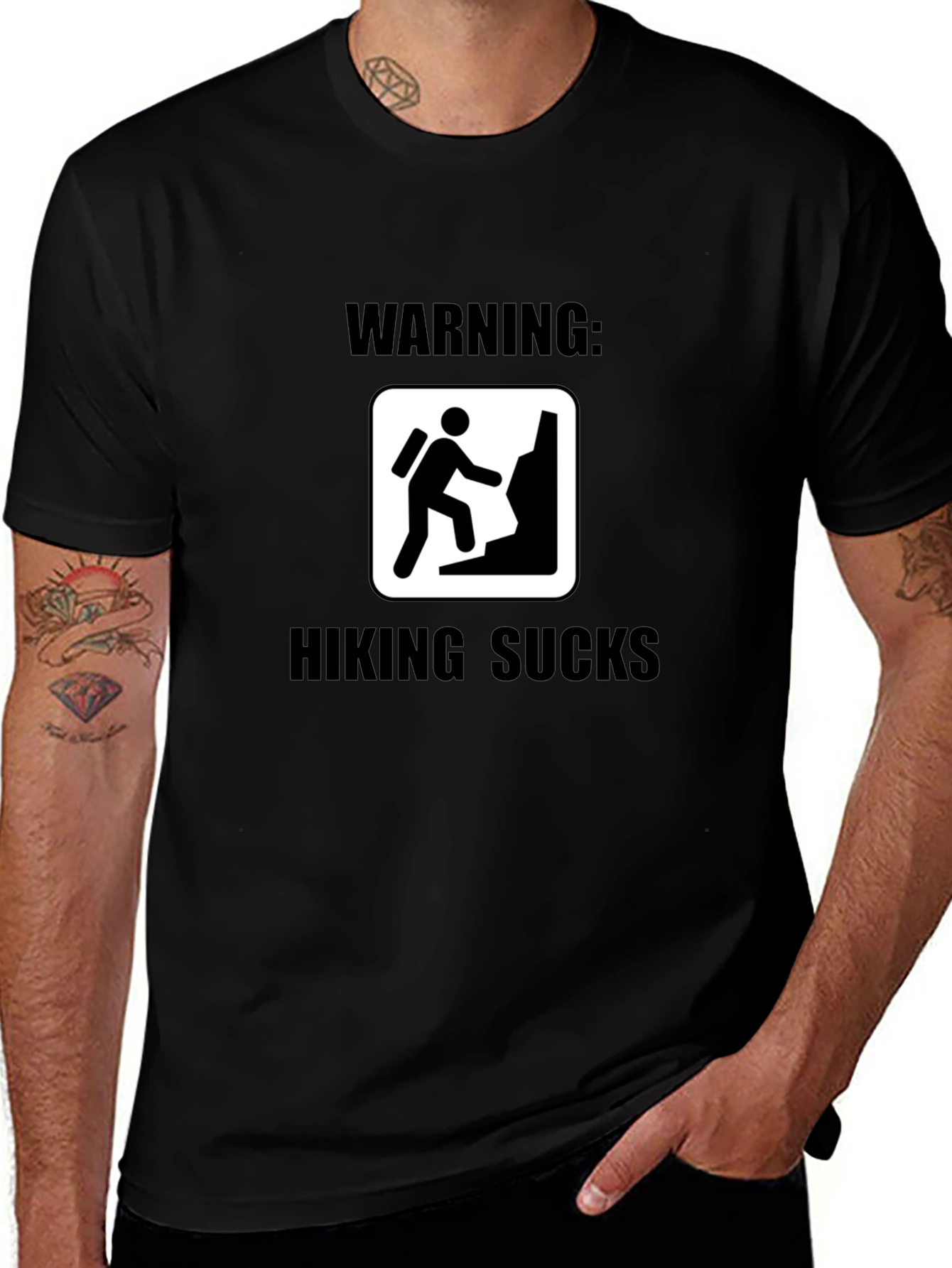 Warning: Hiking Sucks Black T-Shirt