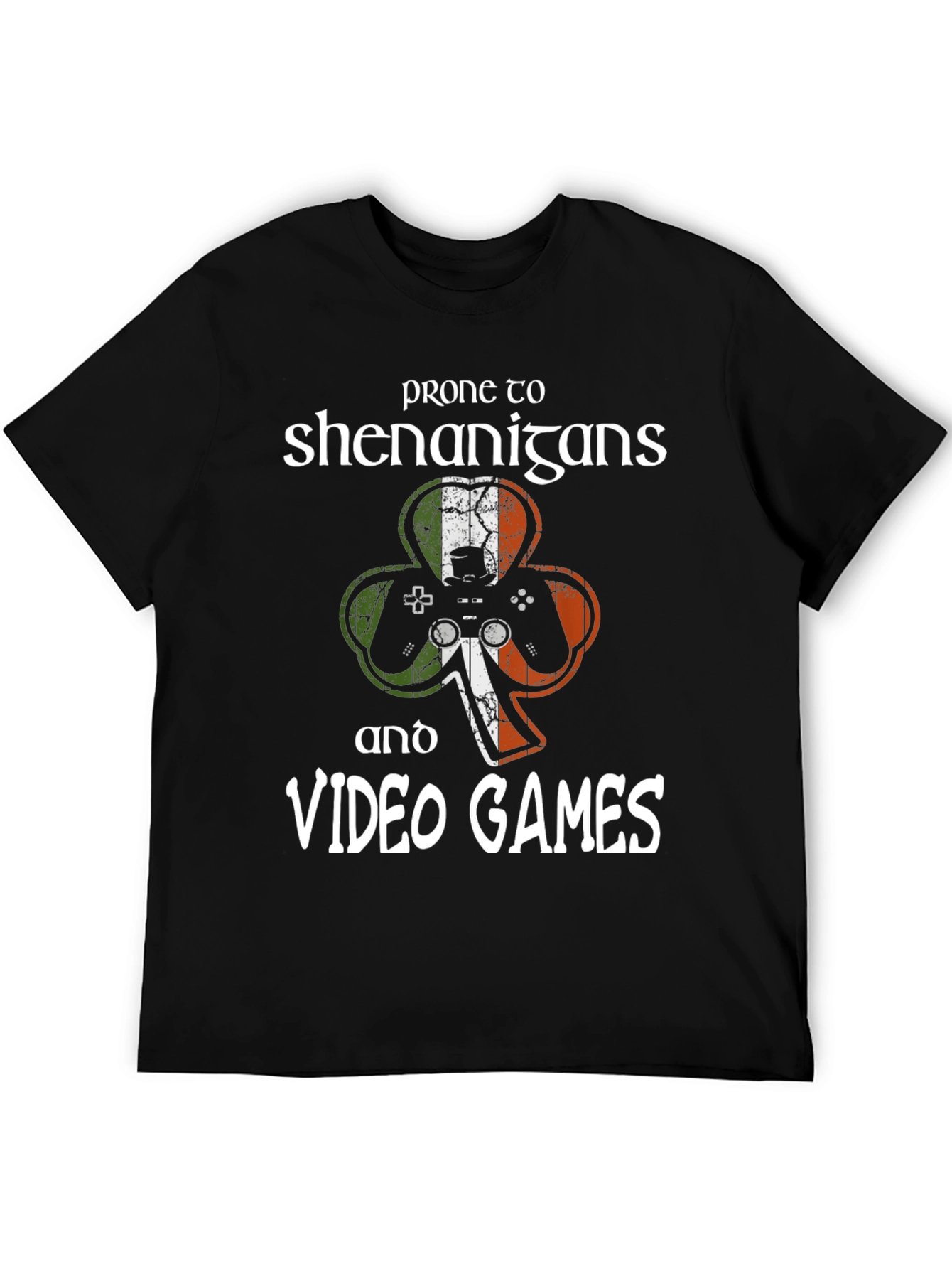Prone to Shenanigans & Video Games Irish Gamer T-Shirt