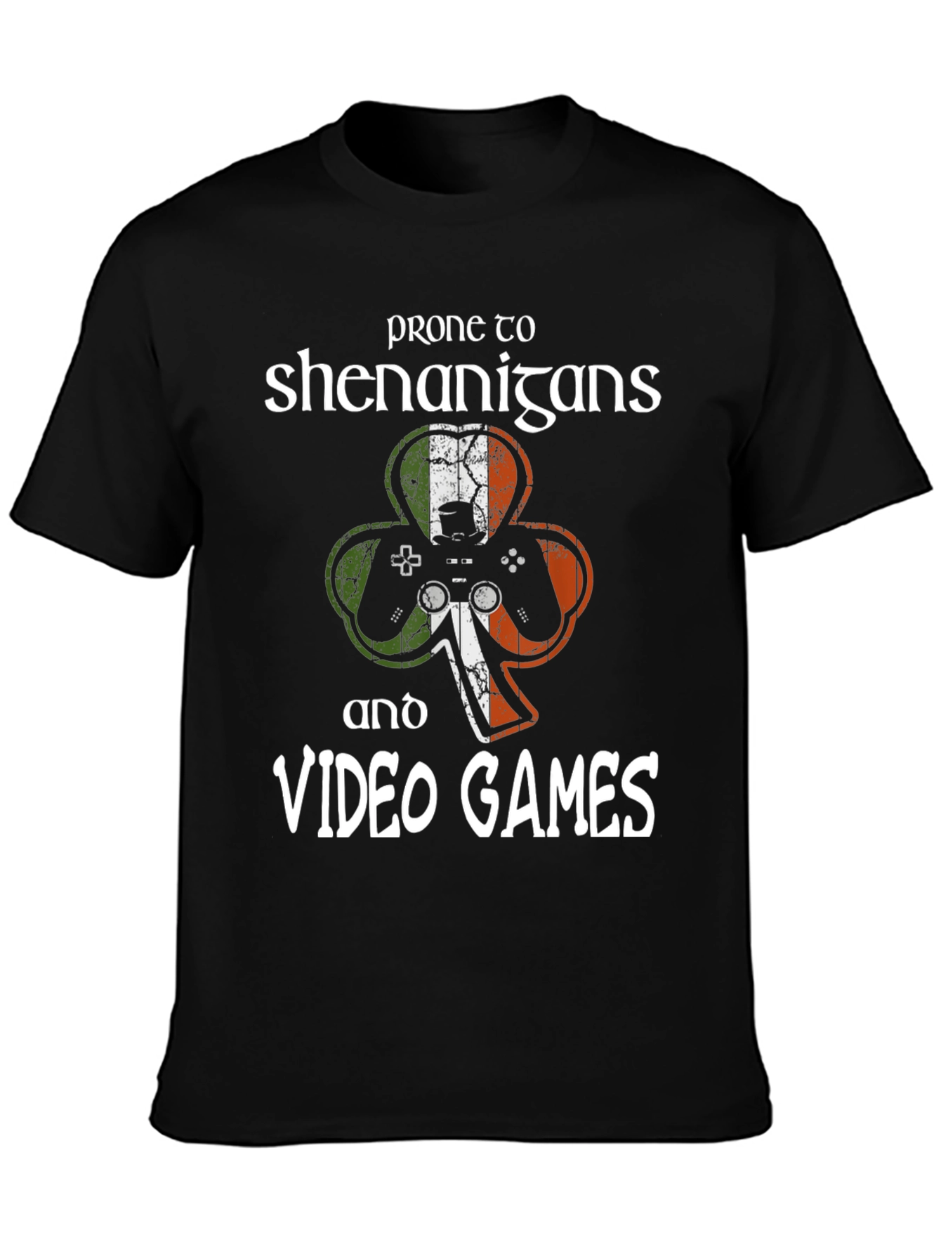 Prone to Shenanigans & Video Games Irish Gamer T-Shirt