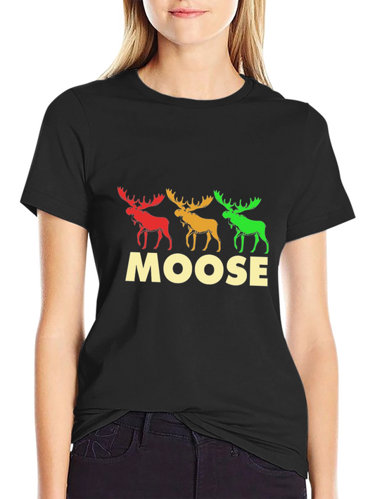 Colorful Moose T-Shirt Fun Graphic Tee