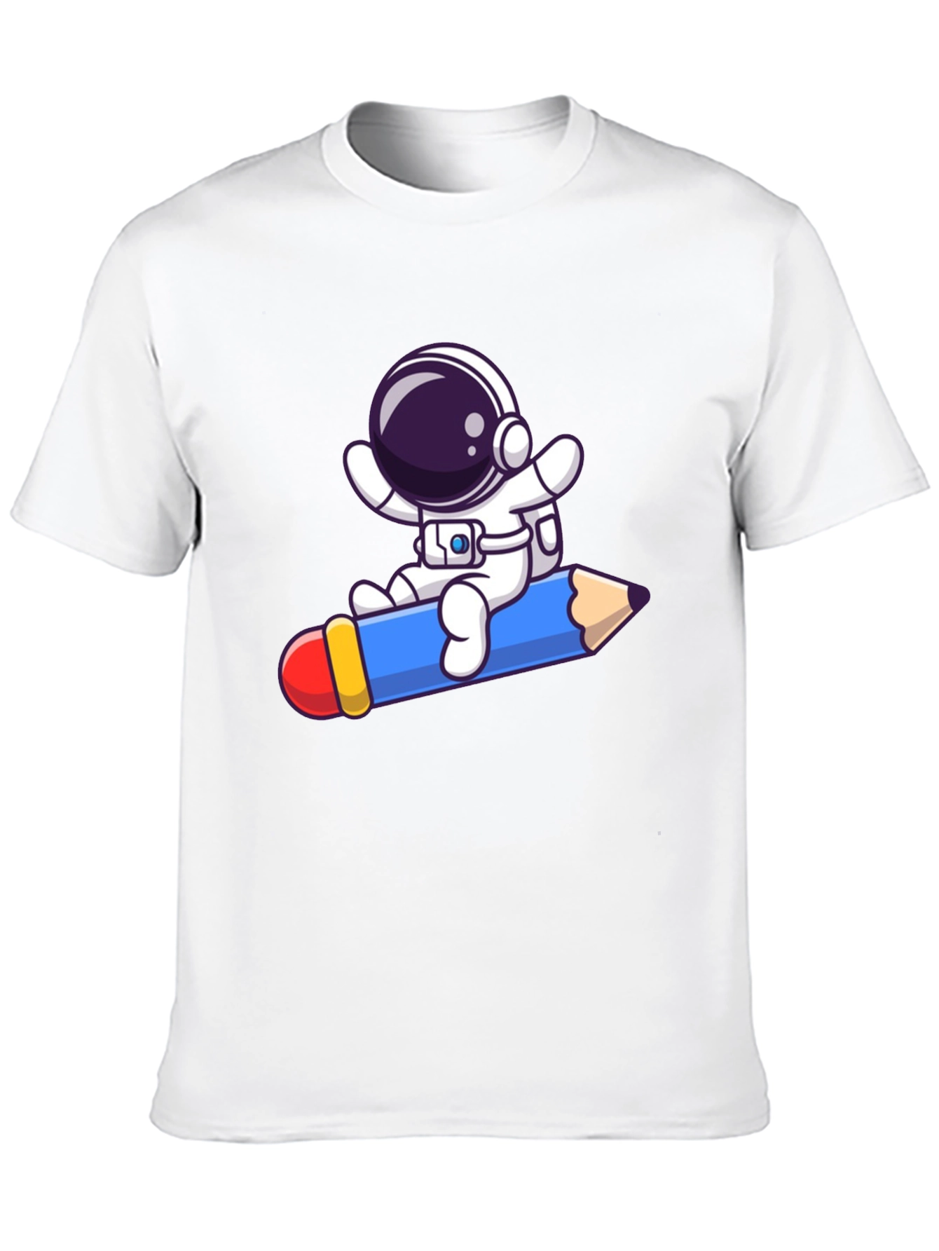 Astronaut Pencil Ride T-Shirt - Black Cotton Graphic Tee