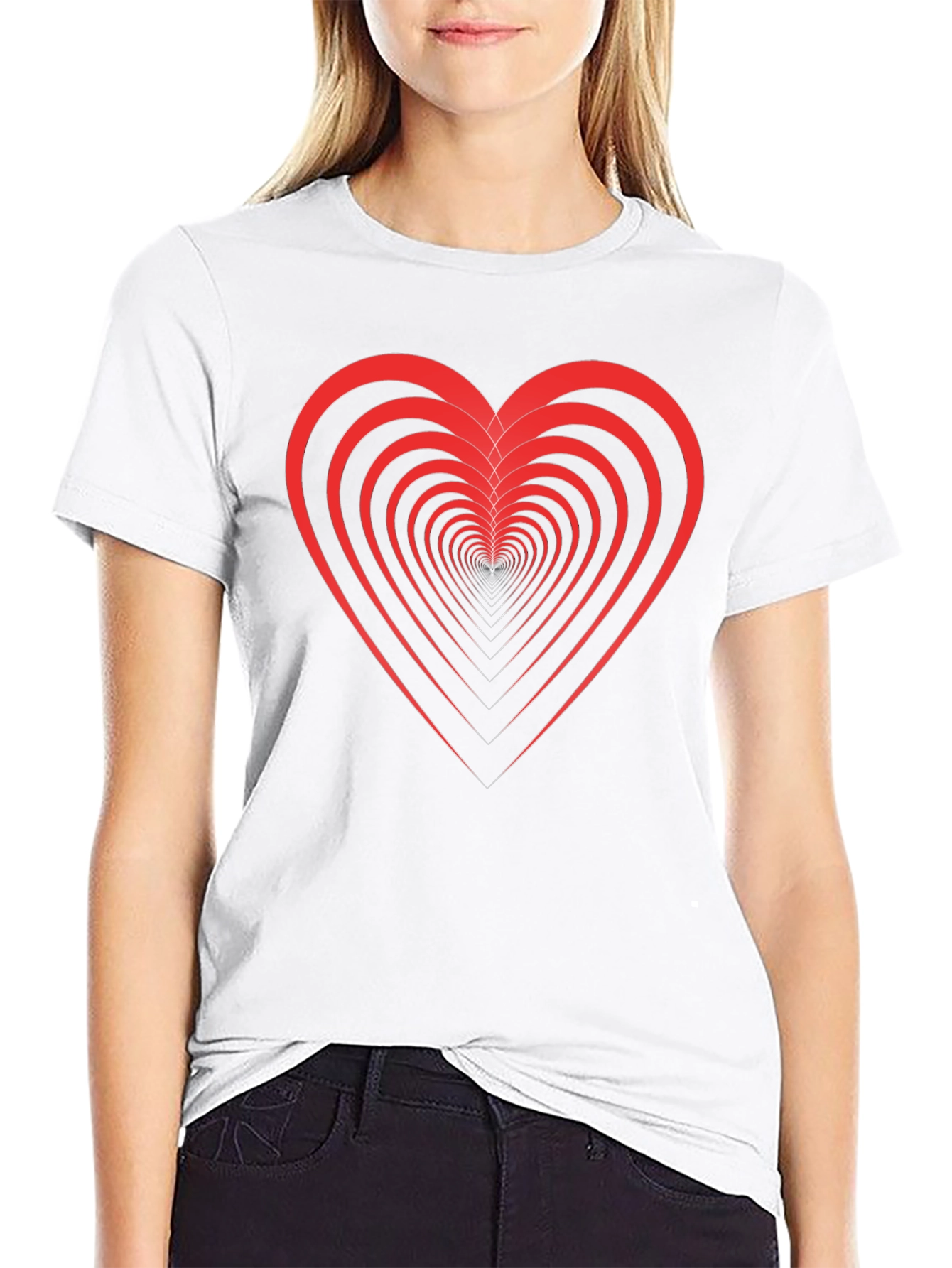 Optical Heart Black Tee - Unique Valentines Day Gift