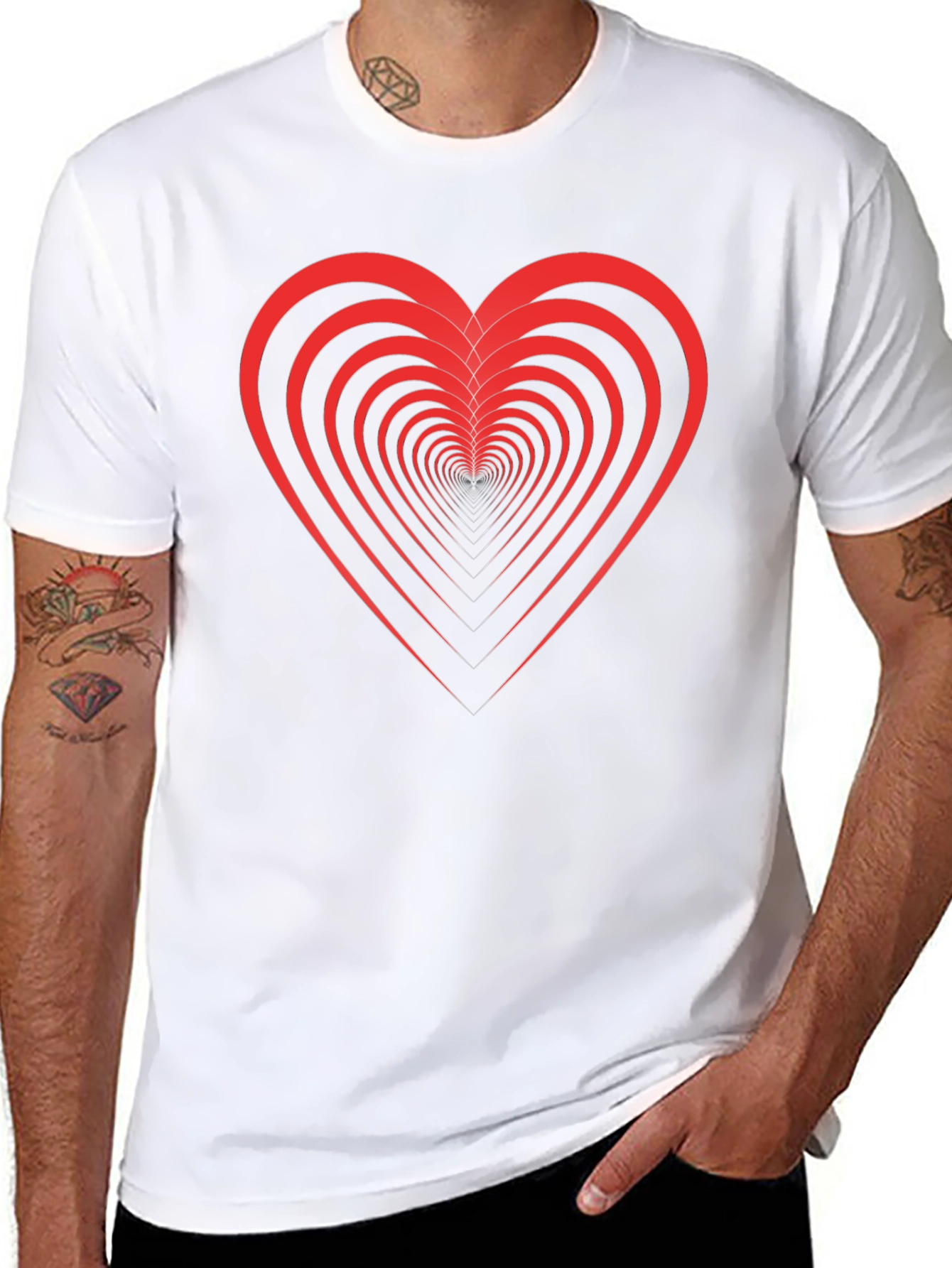 Optical Heart Black Tee - Unique Valentines Day Gift