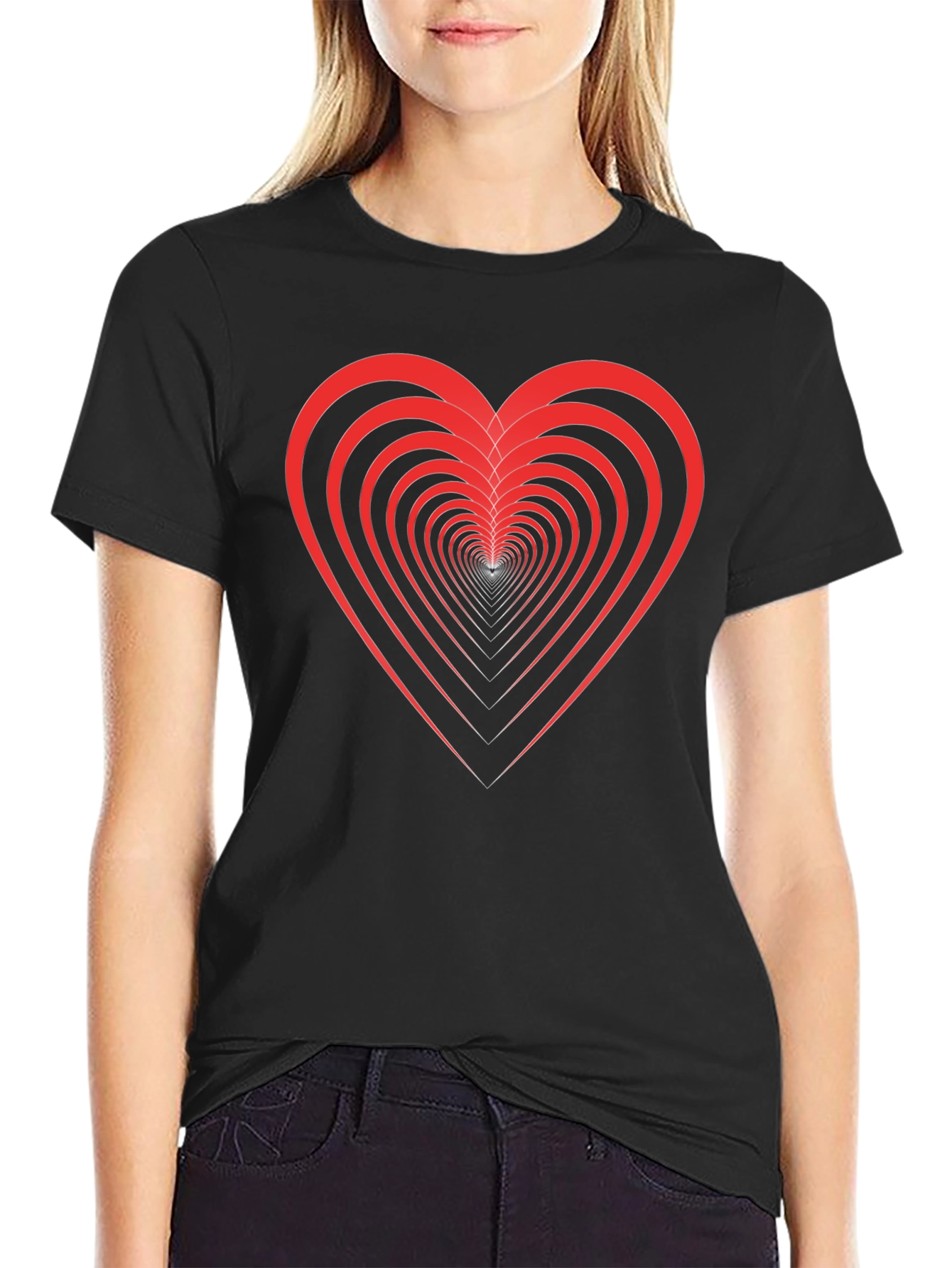 Optical Heart Black Tee - Unique Valentines Day Gift