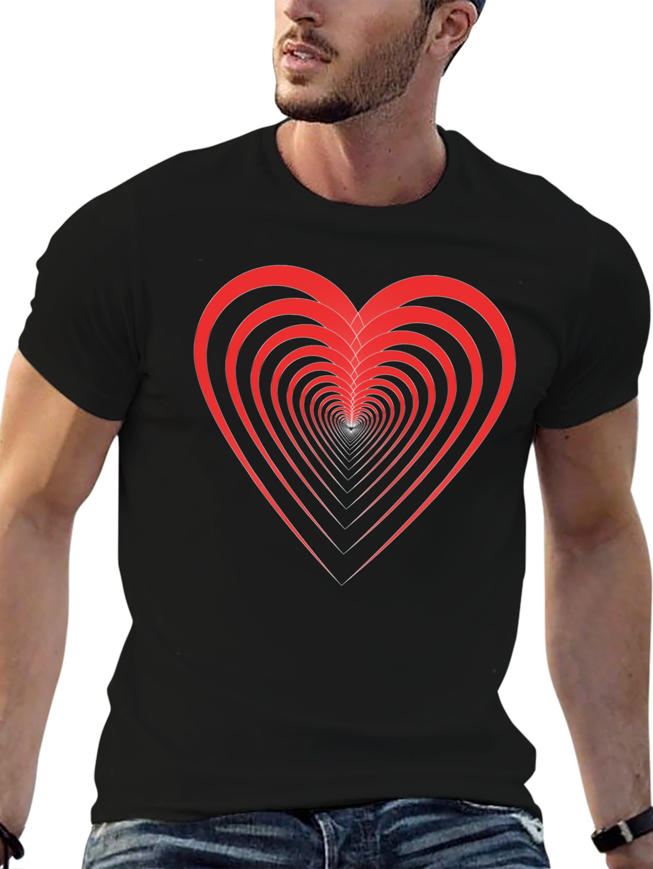 Optical Heart Black Tee - Unique Valentines Day Gift