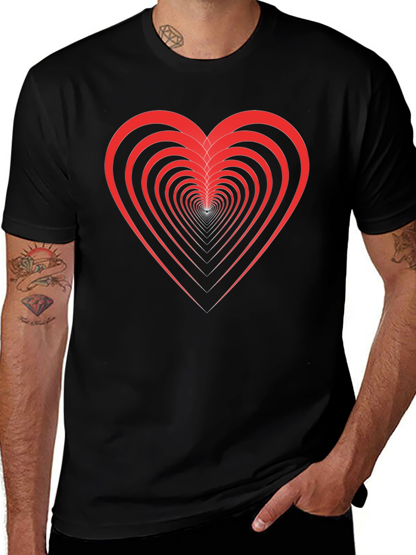 Optical Heart Black Tee - Unique Valentines Day Gift