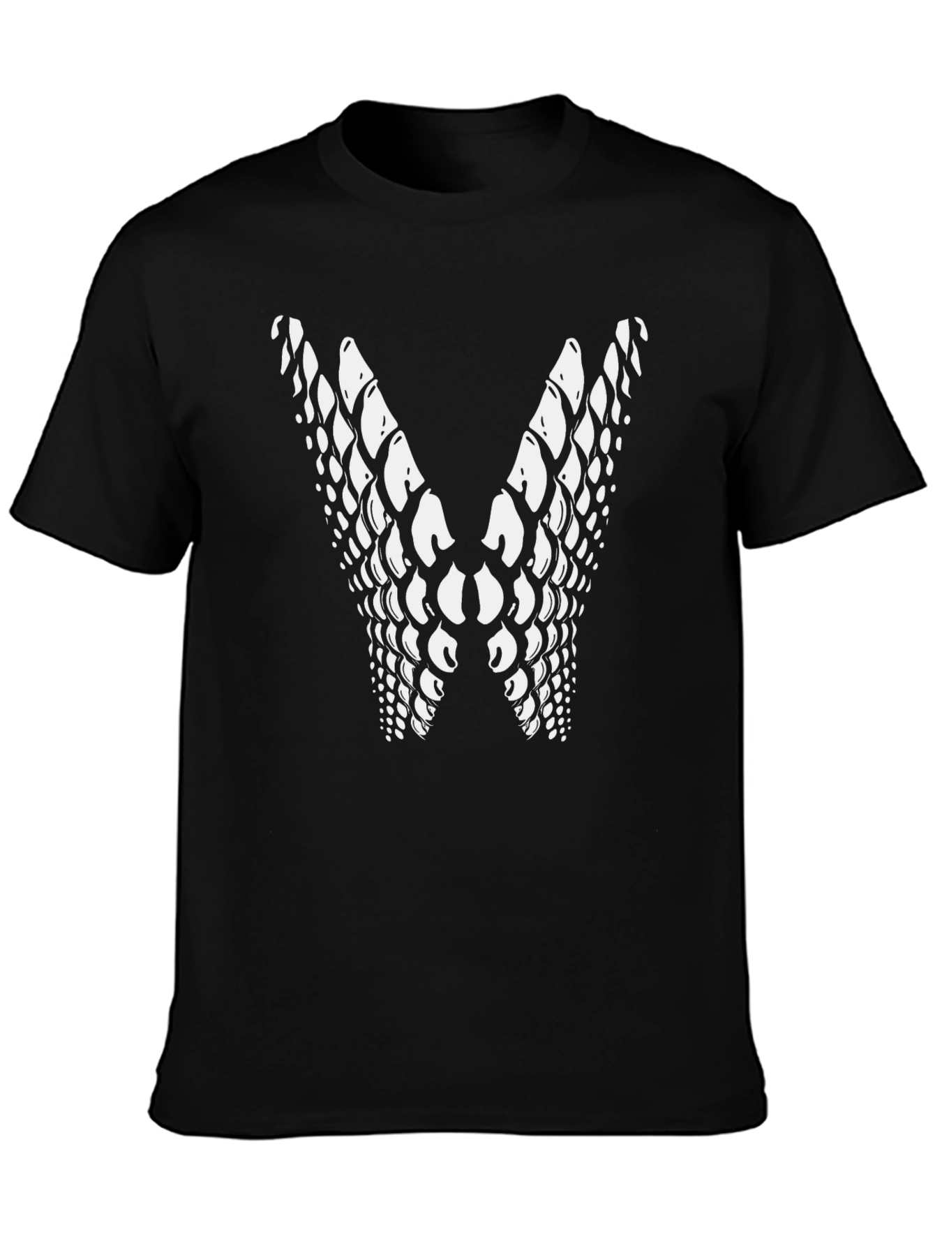 Graphic Snake Scale V-Shape Mens Black T-Shirt