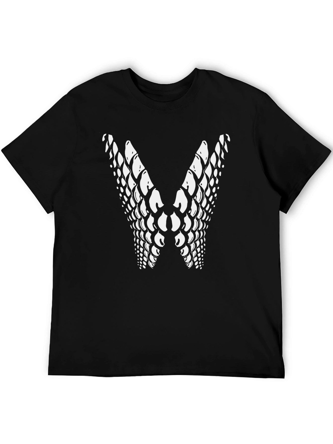 Graphic Snake Scale V-Shape Mens Black T-Shirt