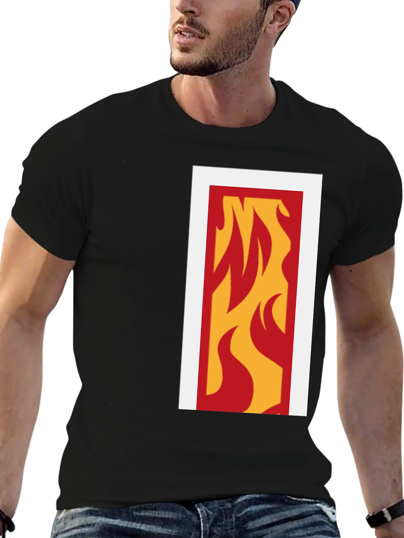 Flame Graphic Tee - Modern Black T-Shirt