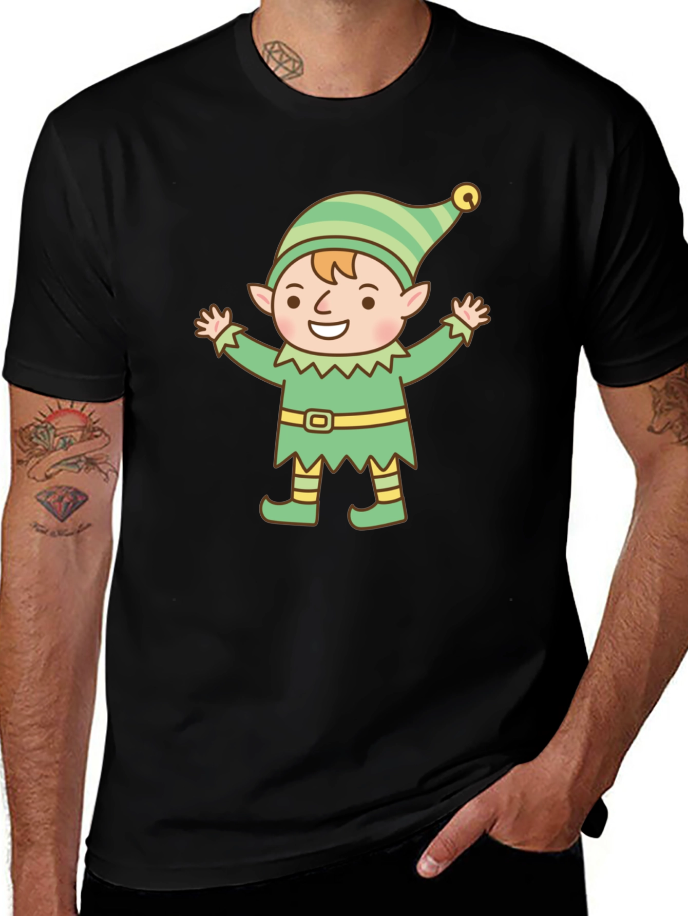 Festive Elf Graphic Tee - Holiday Cheer