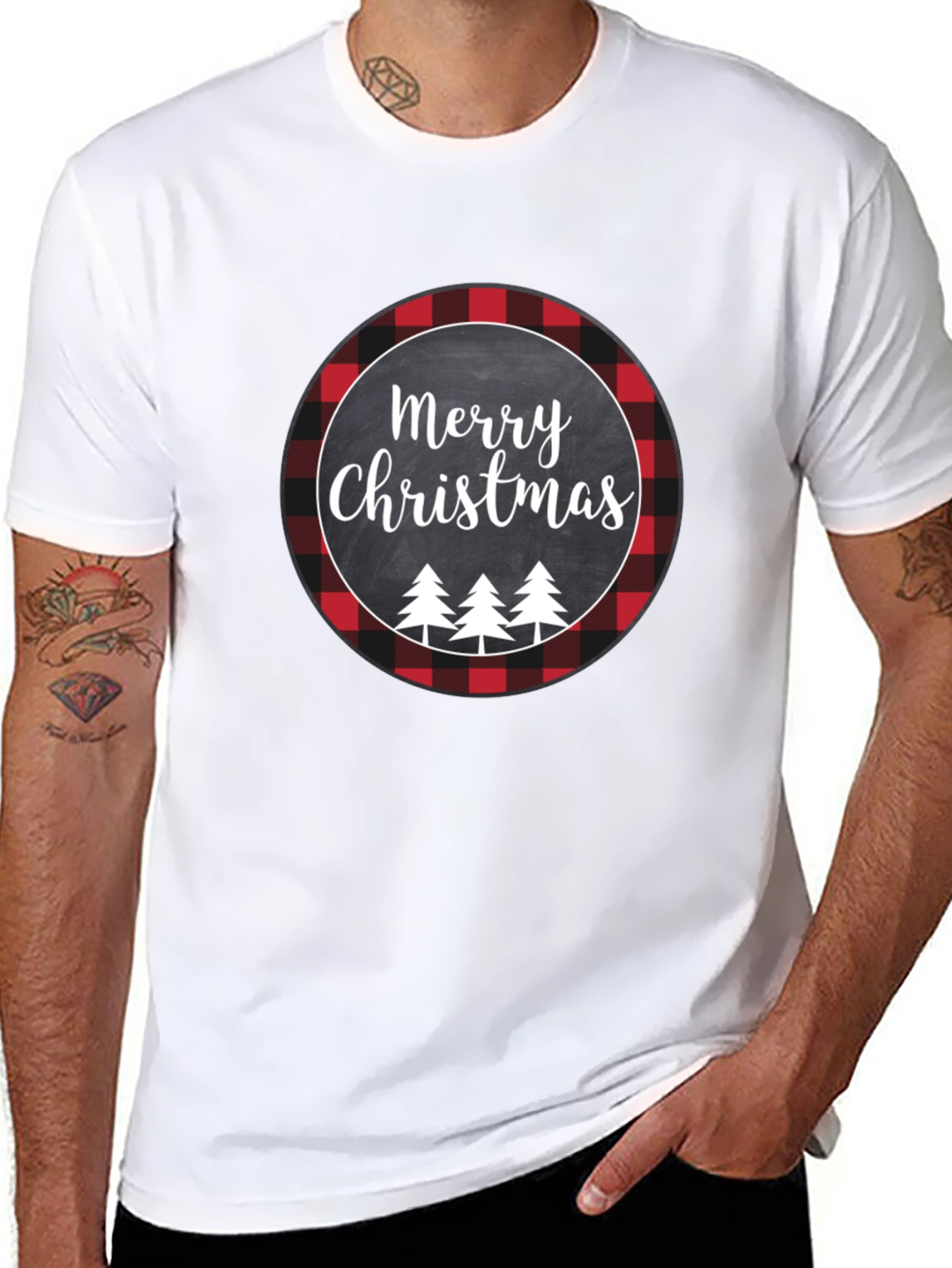 Merry Christmas Buffalo Plaid Tee